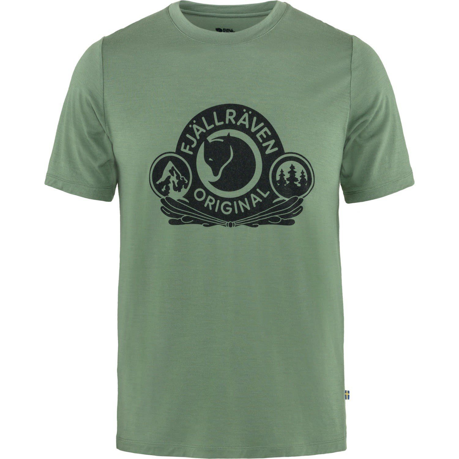 Befürwortung Fjällräven T-Shirt Fjällräven M Abisko Classic Wool Green Blue/Green Short-sleeve