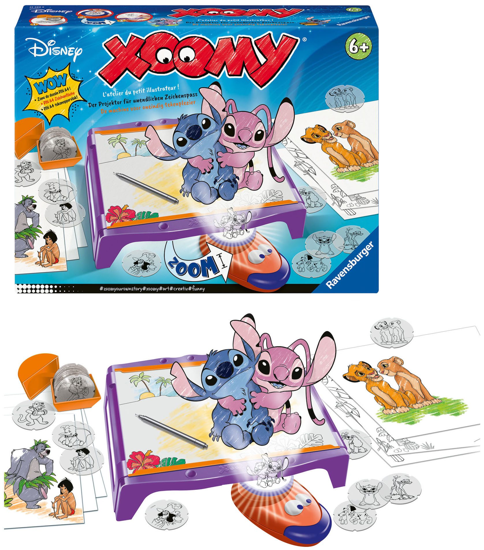 Ravensburger Malvorlage Xoomy Maxi A4-Tisch Stitch & Disney Classics, Made in Europe