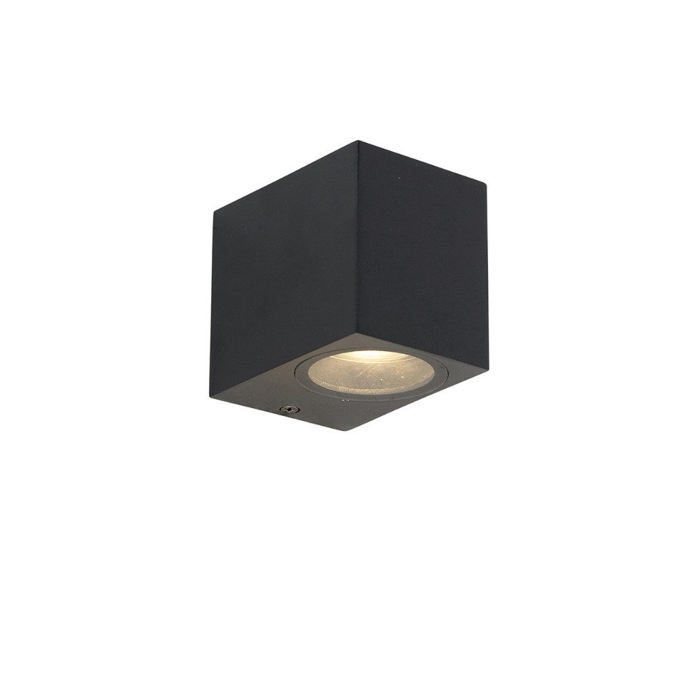 Qazqa Außen-Wandleuchte Baleno, ohne Leuchtmittel, Neutralweiß, QAZQA Außen Wand­leuchte, gu10, Schwarz, Edelstahl, Modern