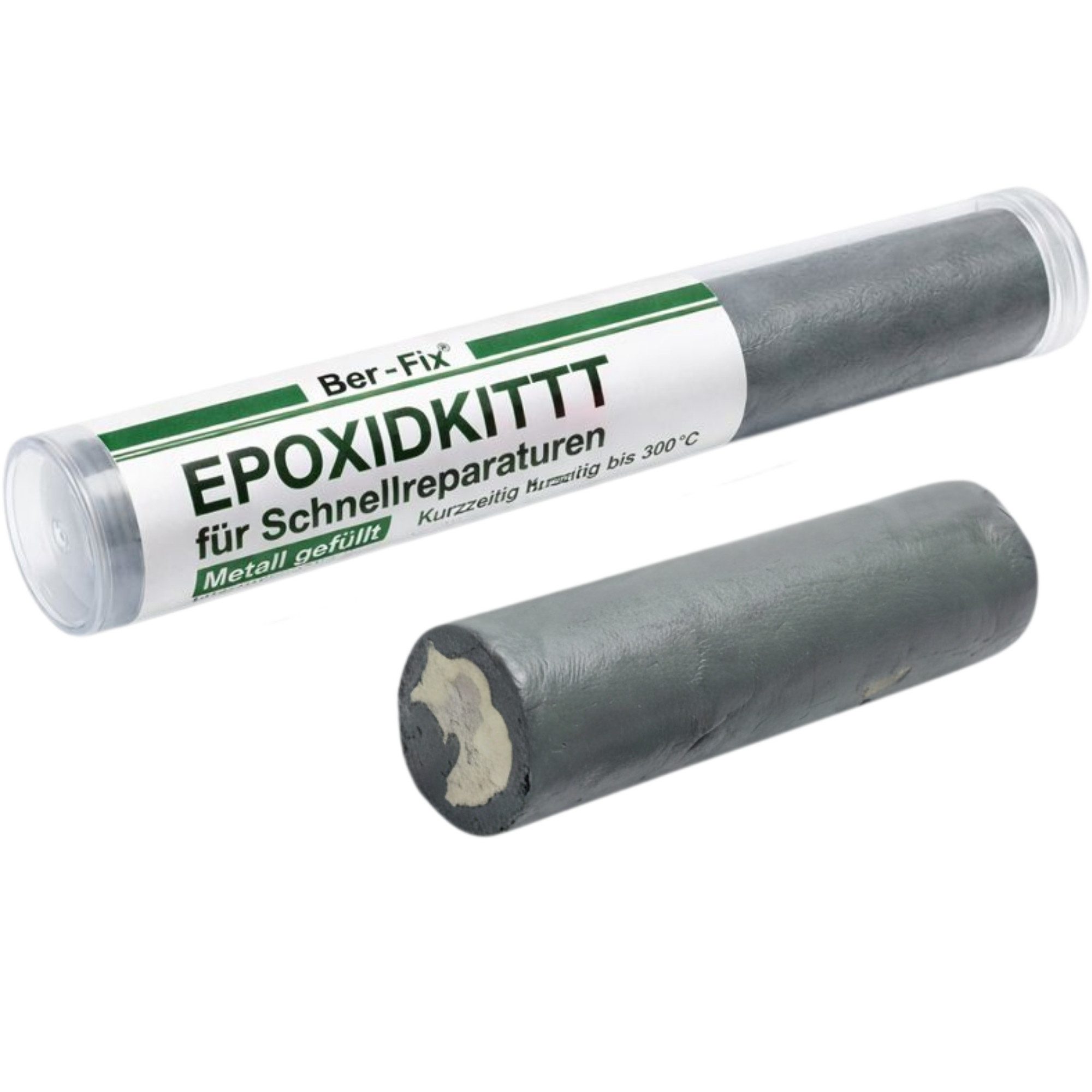 Ber-Fix 2-Komponentenkleber Epoxidkitt Knetmetall Reparaturknete, (Packung), metallgefüllt, wasserfest, hitzebeständig bis 300 °C
