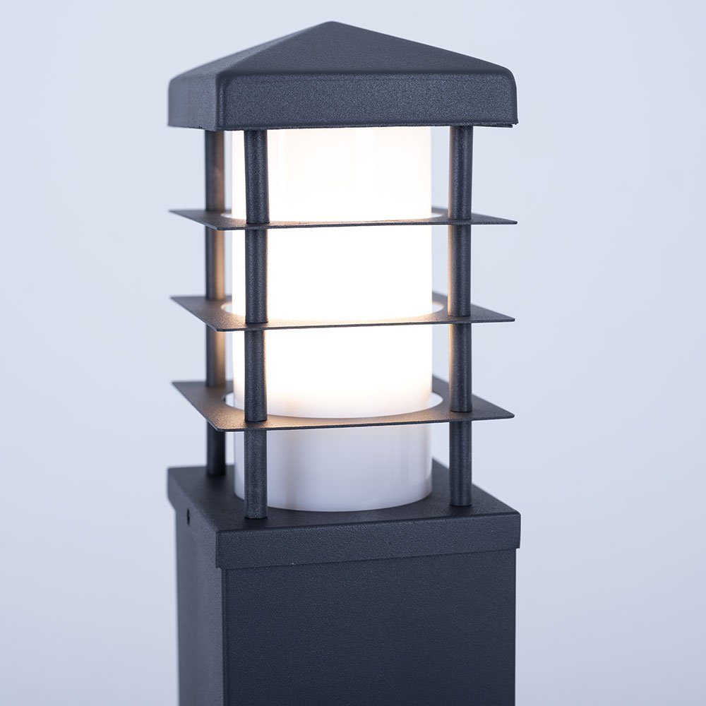 Edelstahl- Steckdose inklusive, Leuchtmittel Garten LED Außen Leuchte 2x Außen-Stehlampe, Warmweiß, Steh etc-shop