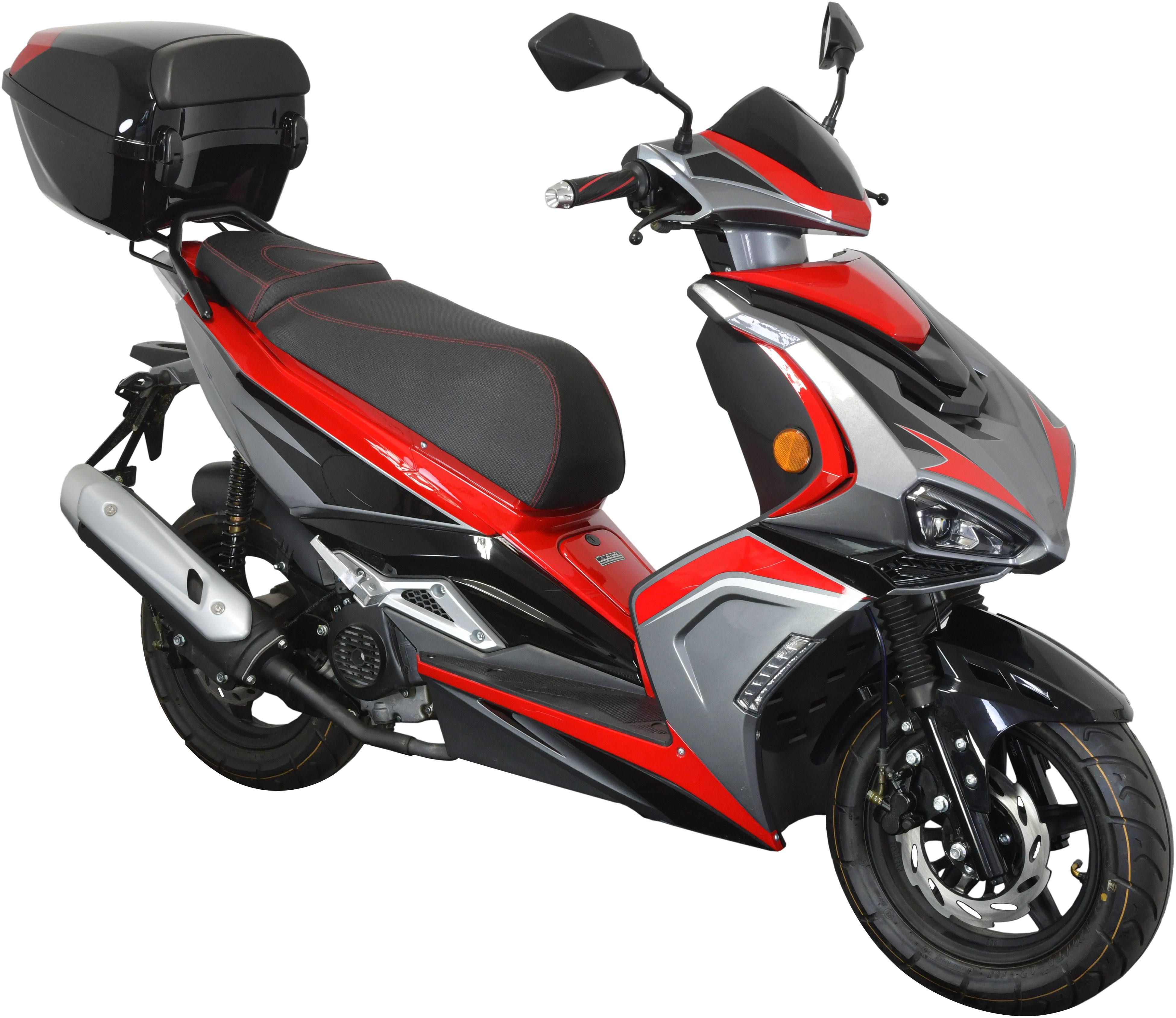 GT UNION Motorroller Striker 45, 49,5 ccm, 45 km/h, Euro 5, (Set, mit Topcase), Luftgekühlter Motor