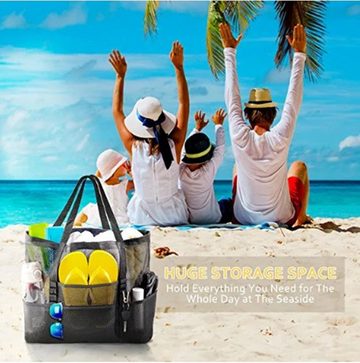 XDeer XL-Strandtasche Strandtasche XXL,Familie mit Reißverschluss Badetasche Damen Groß, Leicht Mesh Beach Bag,Wasserdicht Faltbare für Strand Reise Picknick