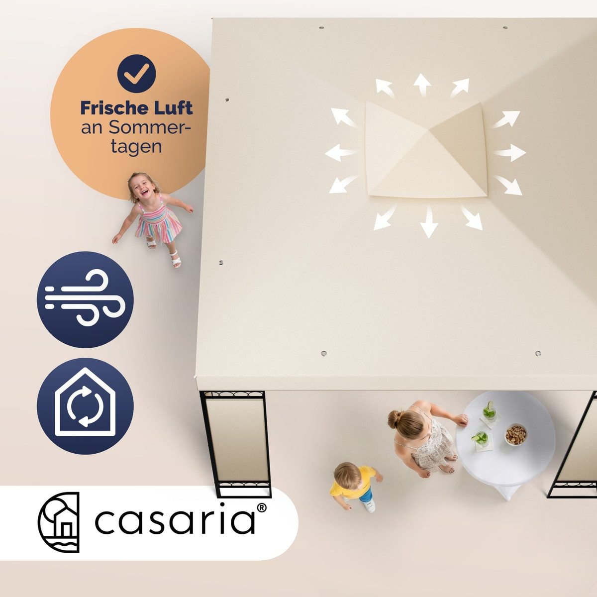 Casaria Pavillon Lorca, 3x3m UV-Schutz 50+ Wasserabweisend Stabil Robust Metall