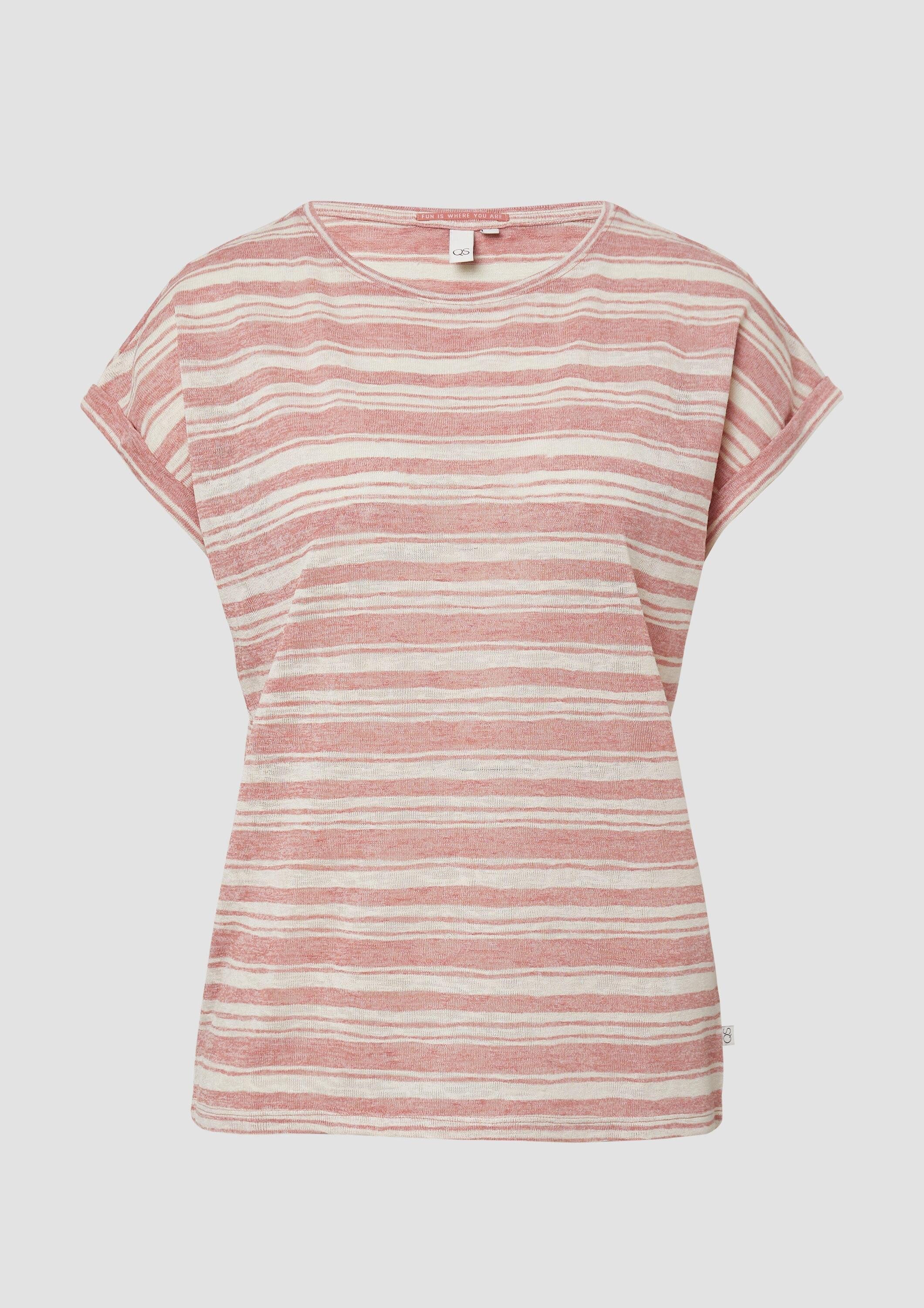 QS Kurzarmshirt T-Shirt Ringelshirt aus Viskosemix
