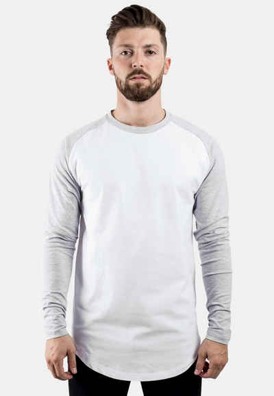 Blackskies T-Shirt Baseball Longshirt T-Shirt Weiß Grau Large
