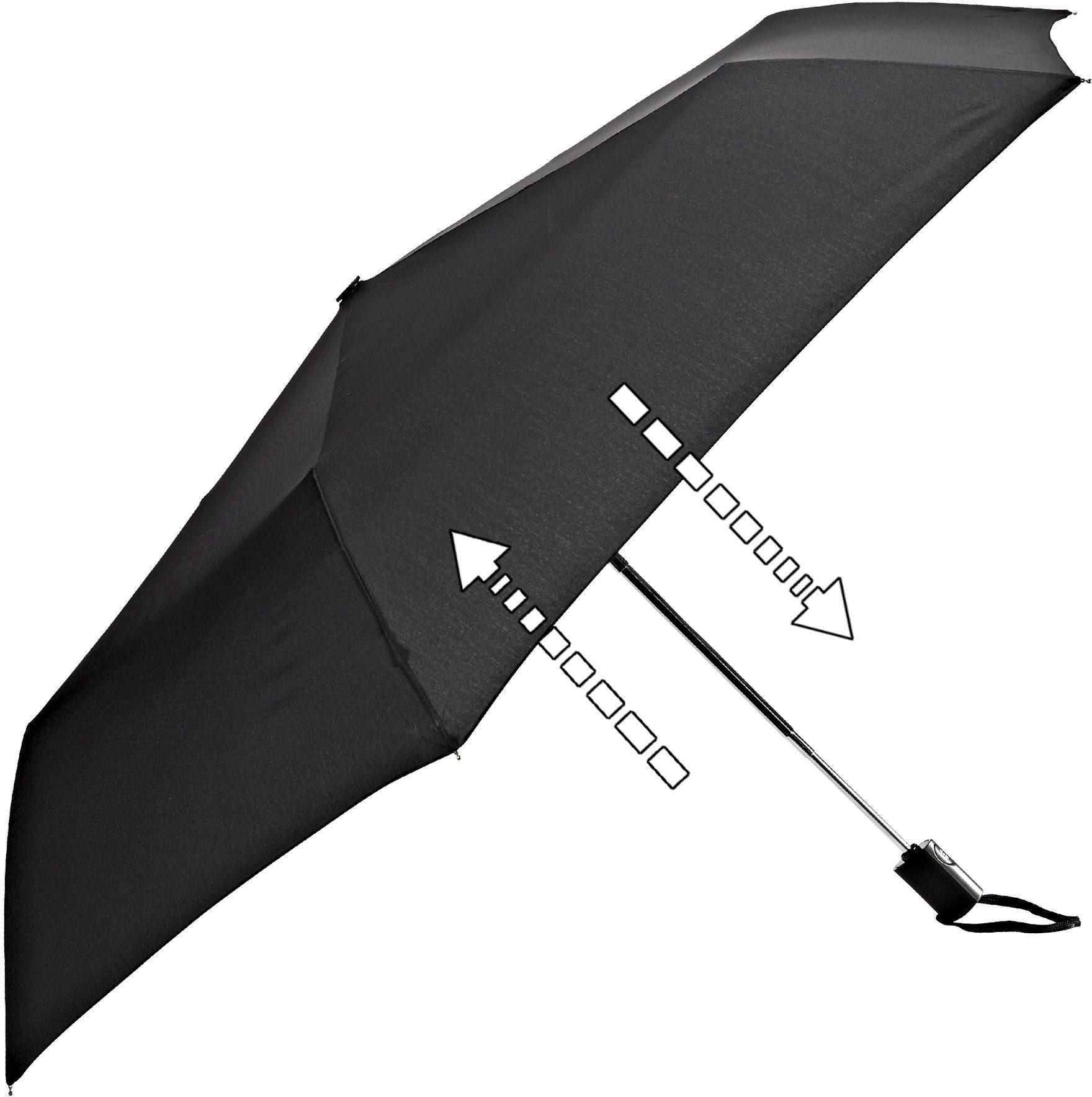 Taschenregenschirm und Automatik 3224, extra leicht EuroSCHIRM® schwarz, flach