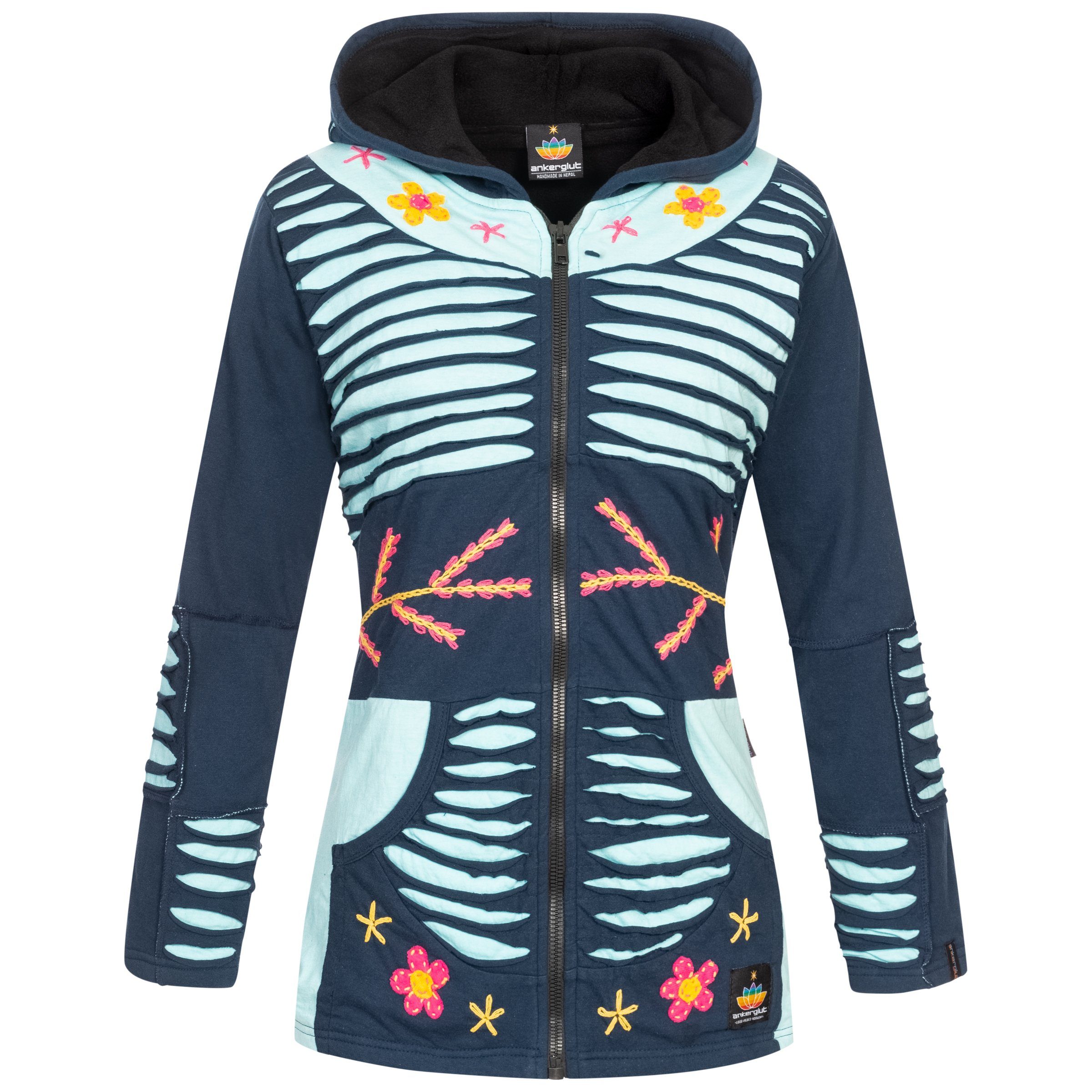 ankerglut Kapuzenfleecejacke Multicolor ANKERGLUT #nepalliebe FLOWER günstig online kaufen