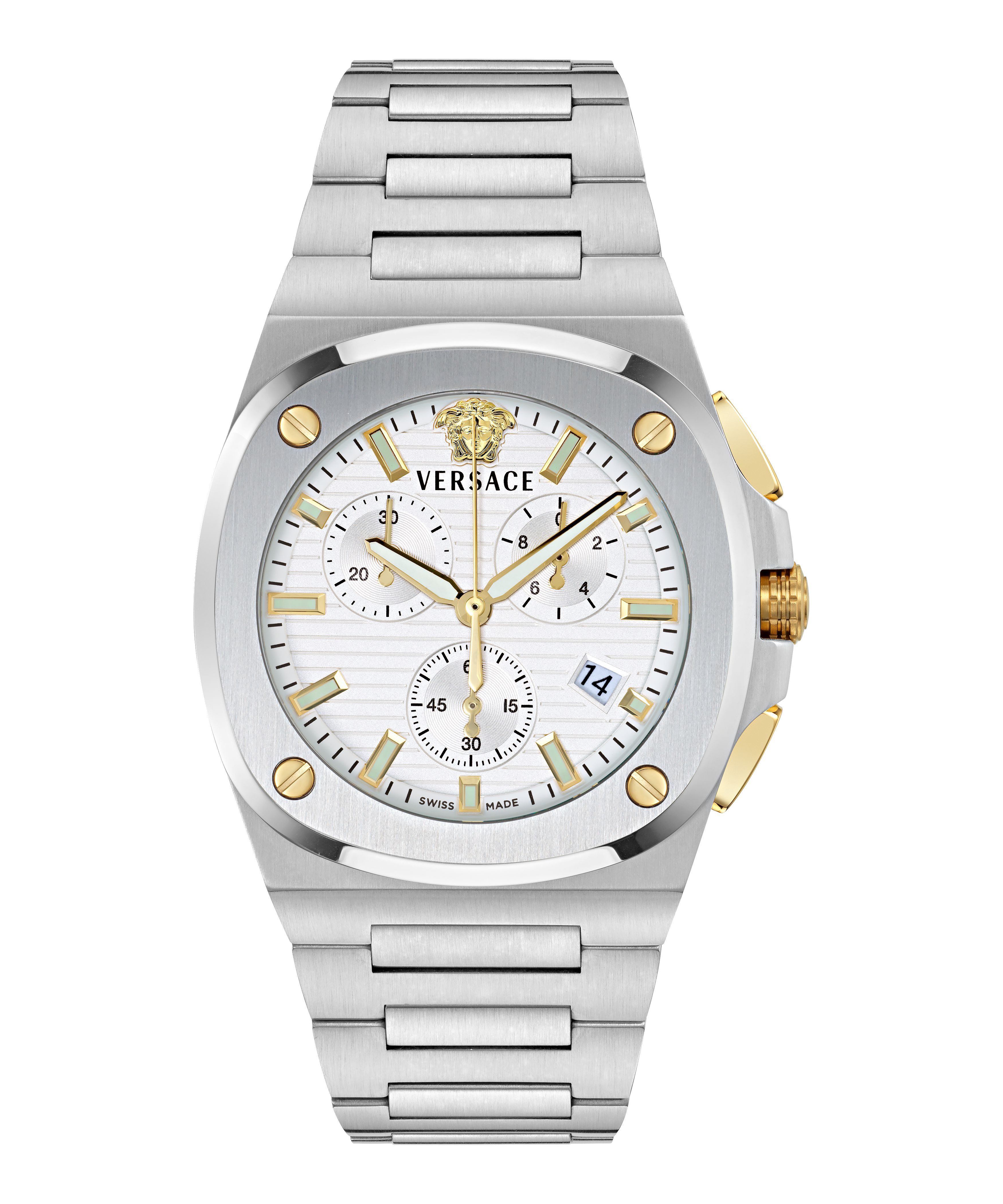 Versace Chronograph TOLOMEO CHRONO VE7Y00126, Quarzuhr, Armbanduhr, Herrenuhr, Swiss Made, Edelstahlarmband, analog