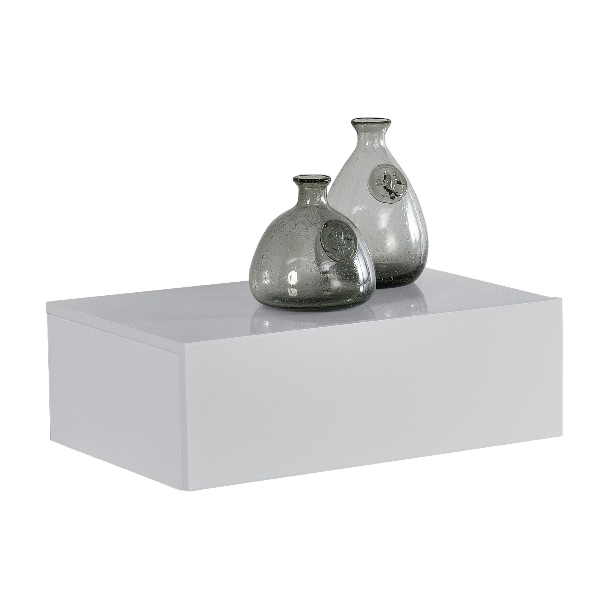 en.casa Wandregal, »Elverum« mit Schublade Nachttisch weiß hochglanz günstig online kaufen