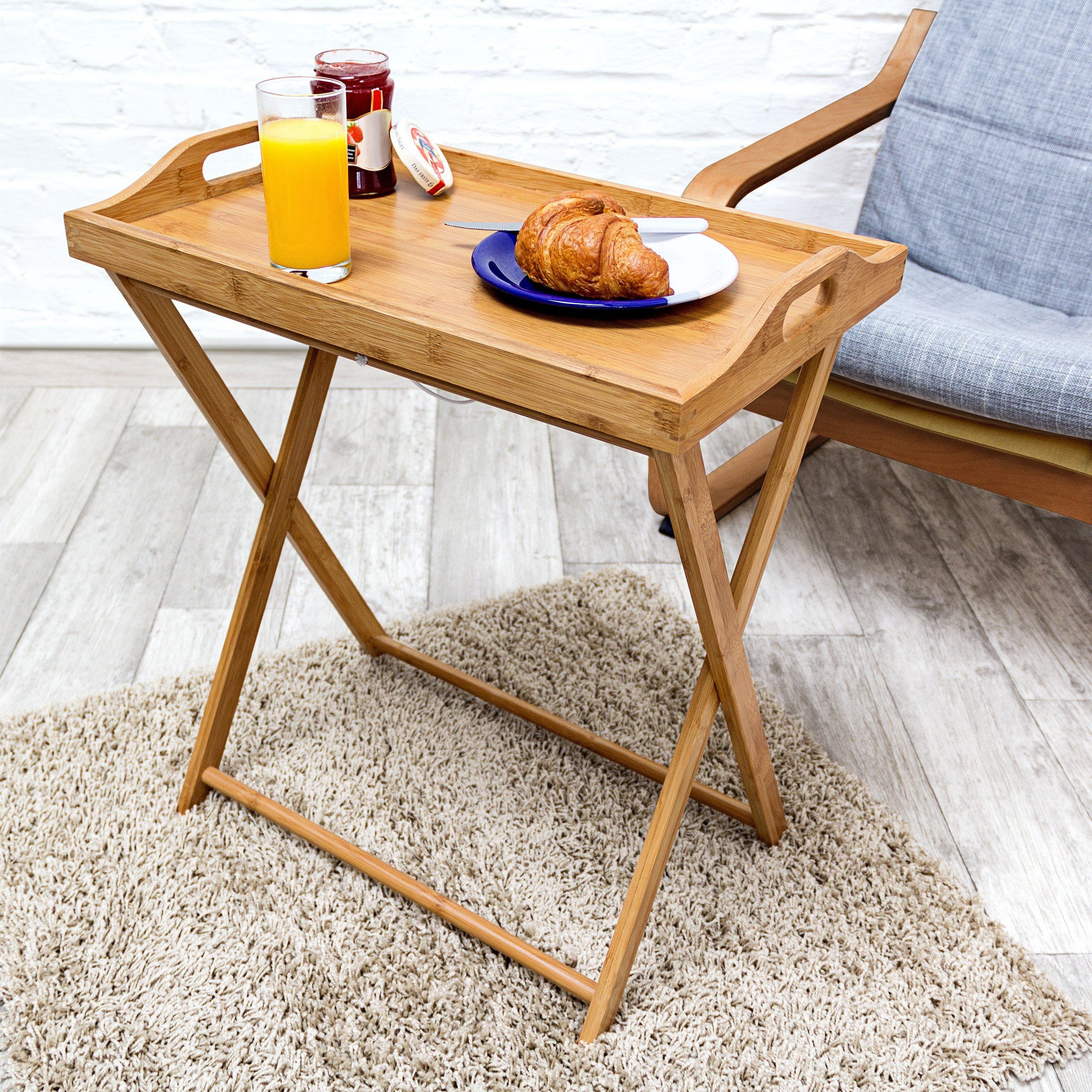 relaxdays Tabletttisch Bambus 63,5 cm natur günstig online kaufen
