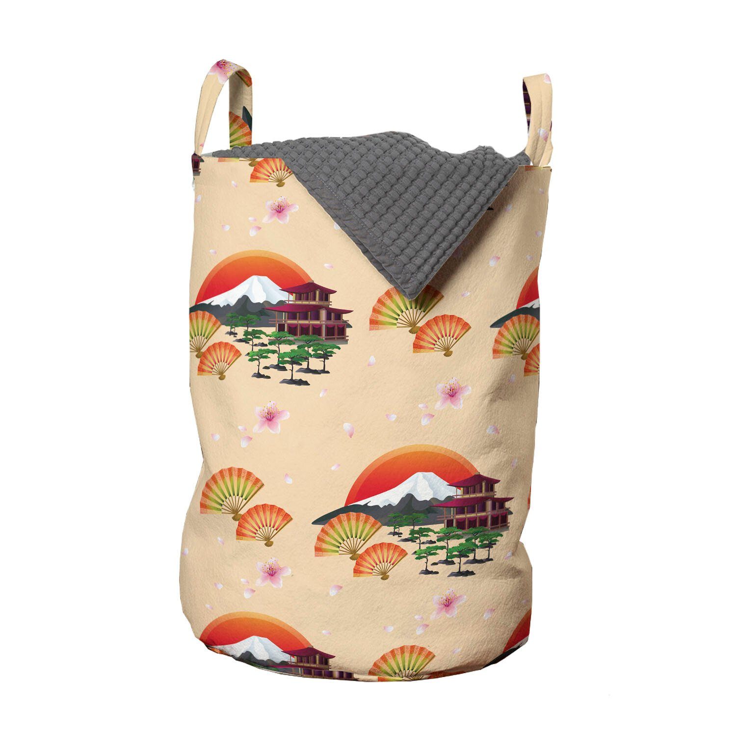 Abakuhaus Waschsalons, Hill Kordelzugverschluss Wäschesäckchen mit Sakura Griffen Wäschekorb Japanisch Mount für Rosa