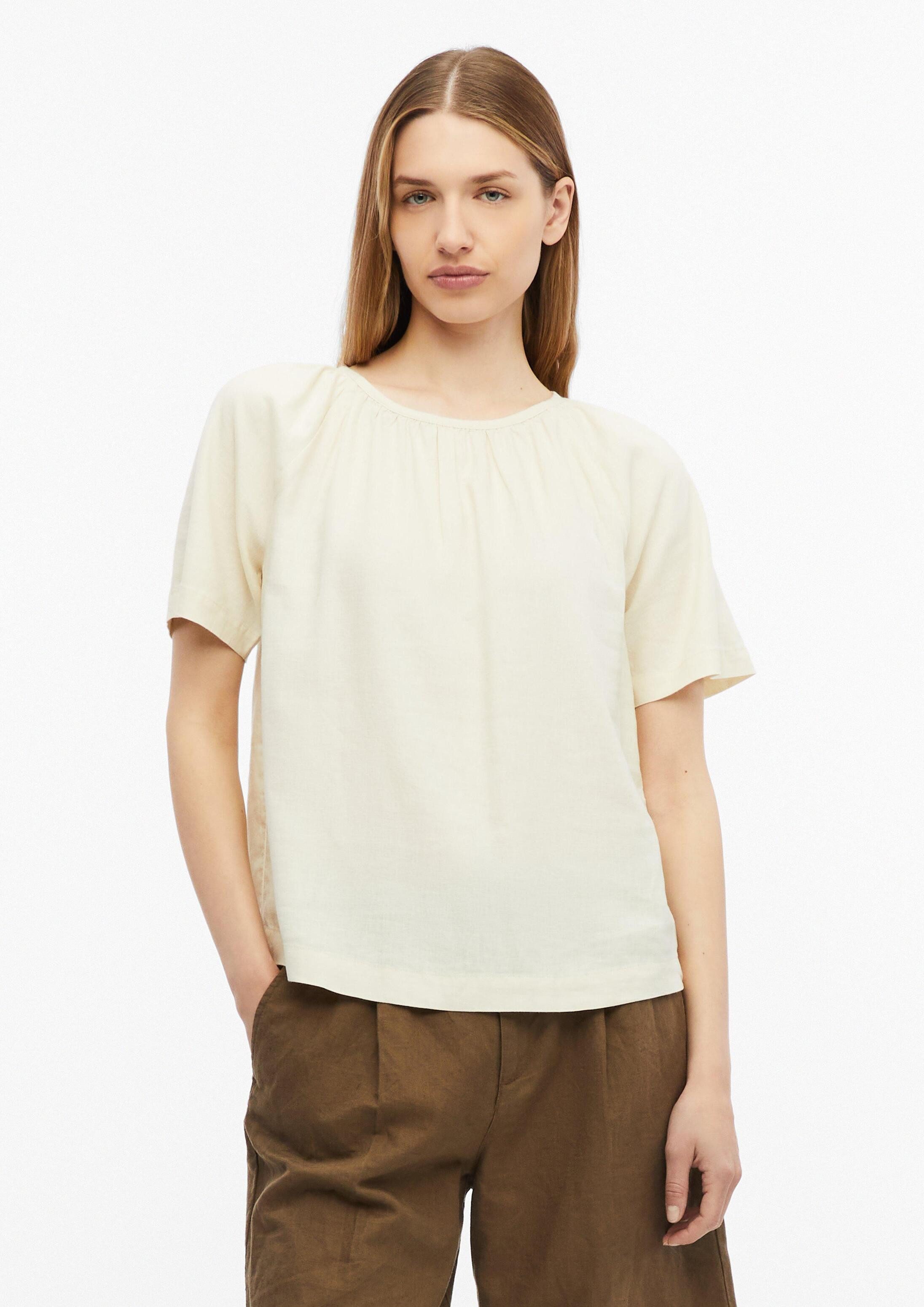 s.Oliver Kurzarmbluse Bluse Leinenmixbluse mit Schleifendetail am Rücken