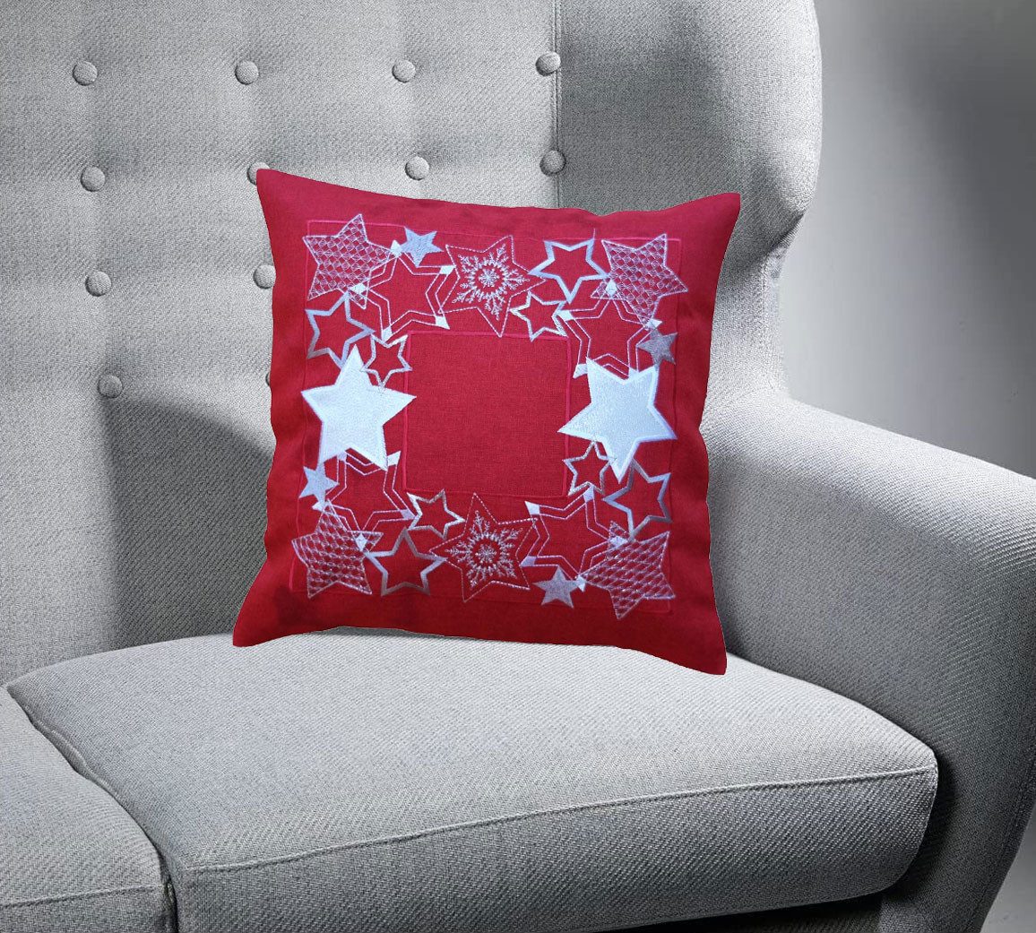 texpot Kissenhülle Stickerei Stern Kissenbezug Weihnachten Advent, (1 Stück günstig online kaufen