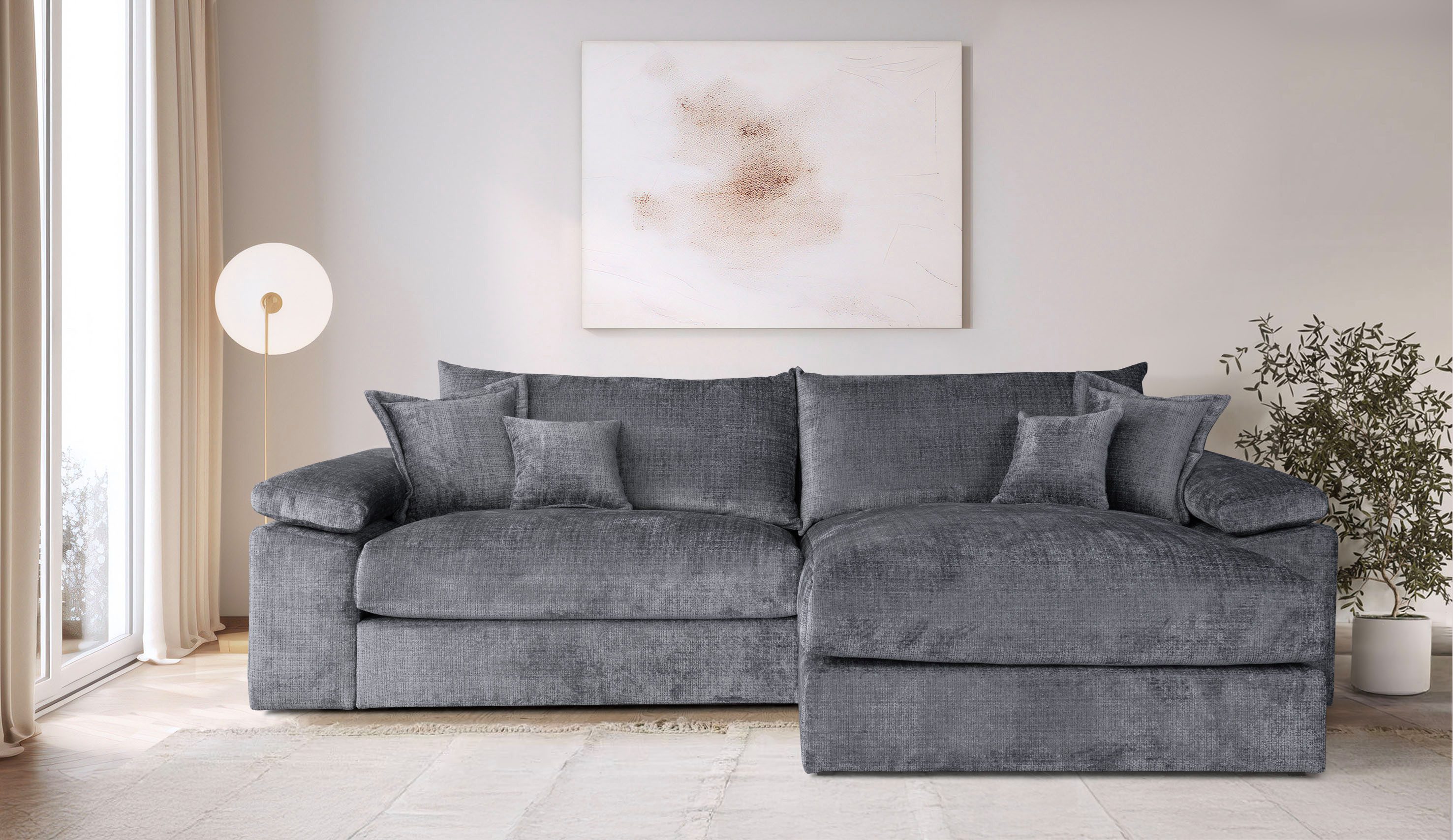 OTTO home Ecksofa Soft&Cosy XXL L-Form, B: 303 cm - OTTO. Verlässliche Qualität., Mega-Sofa, Cord oder Chenille-Struktur, mit Federkern & 4 Zierkissen