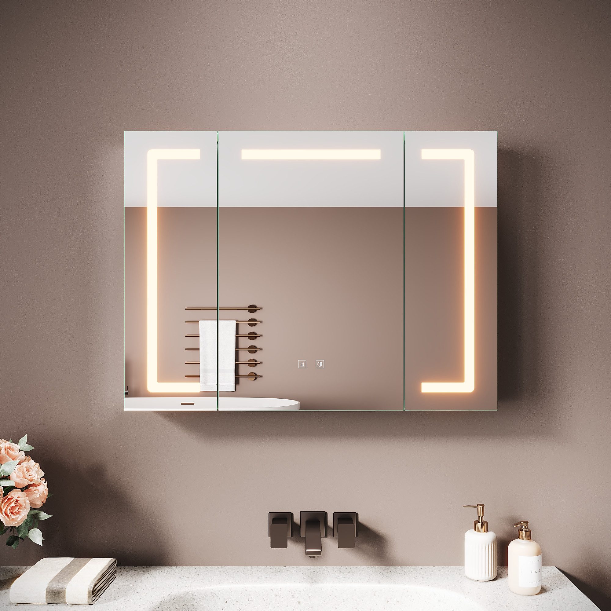 SONNI Spiegelschrank Spiegelschrank Badezimmerschrank mit Beleuchtung mit 8 günstig online kaufen