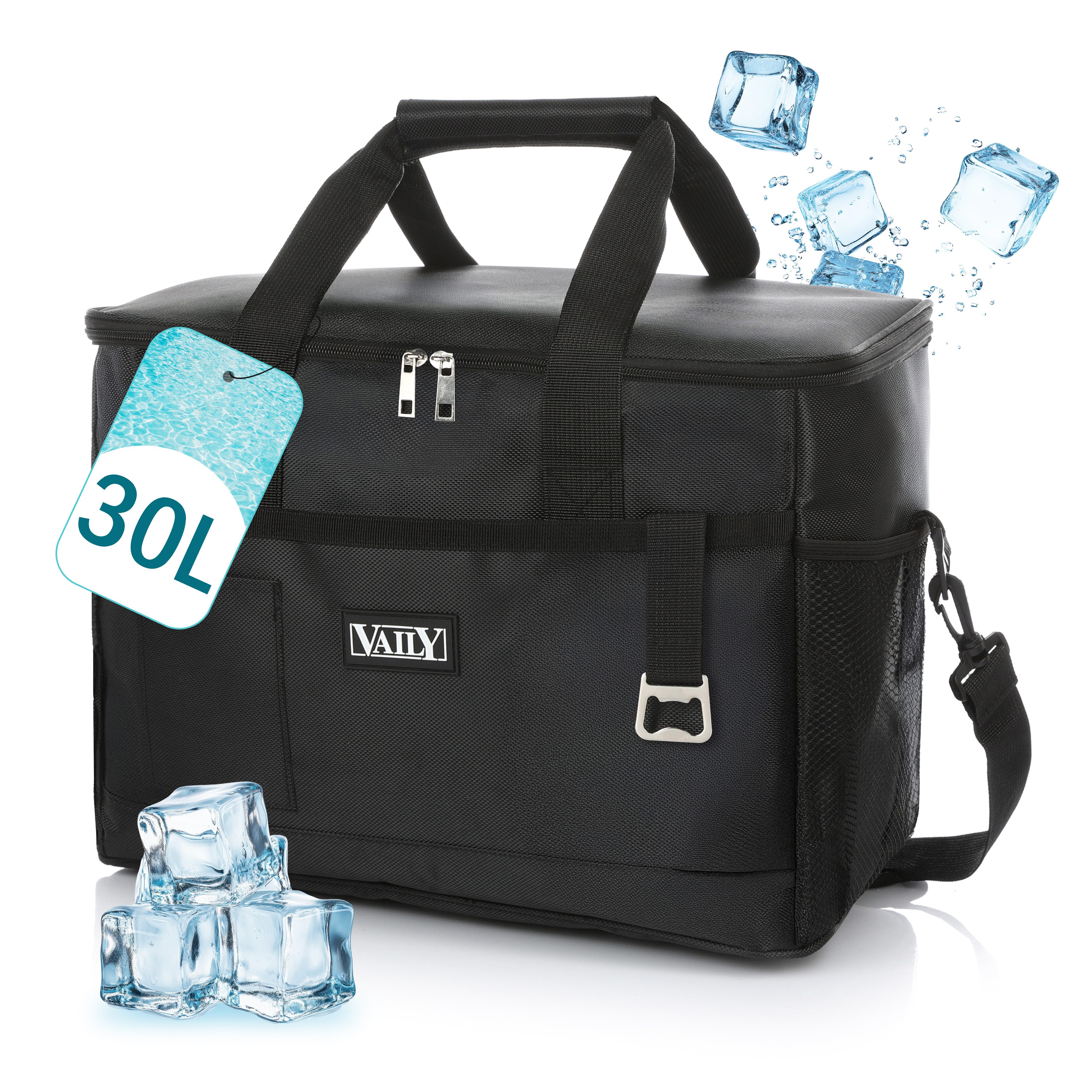 Vaily Kühltasche 30L - Faltbare Thermotasche, für Auto, Strand und Reisen - Kühlbox für Lunch, Picknick und Camping