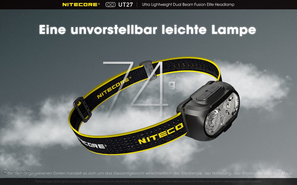 Nitecore LED Stirnlampe UT27 V2 - 800 kompakte Li-Ionen Akku Stirnleuchte mit 3 Lichtquellen, (1-St)