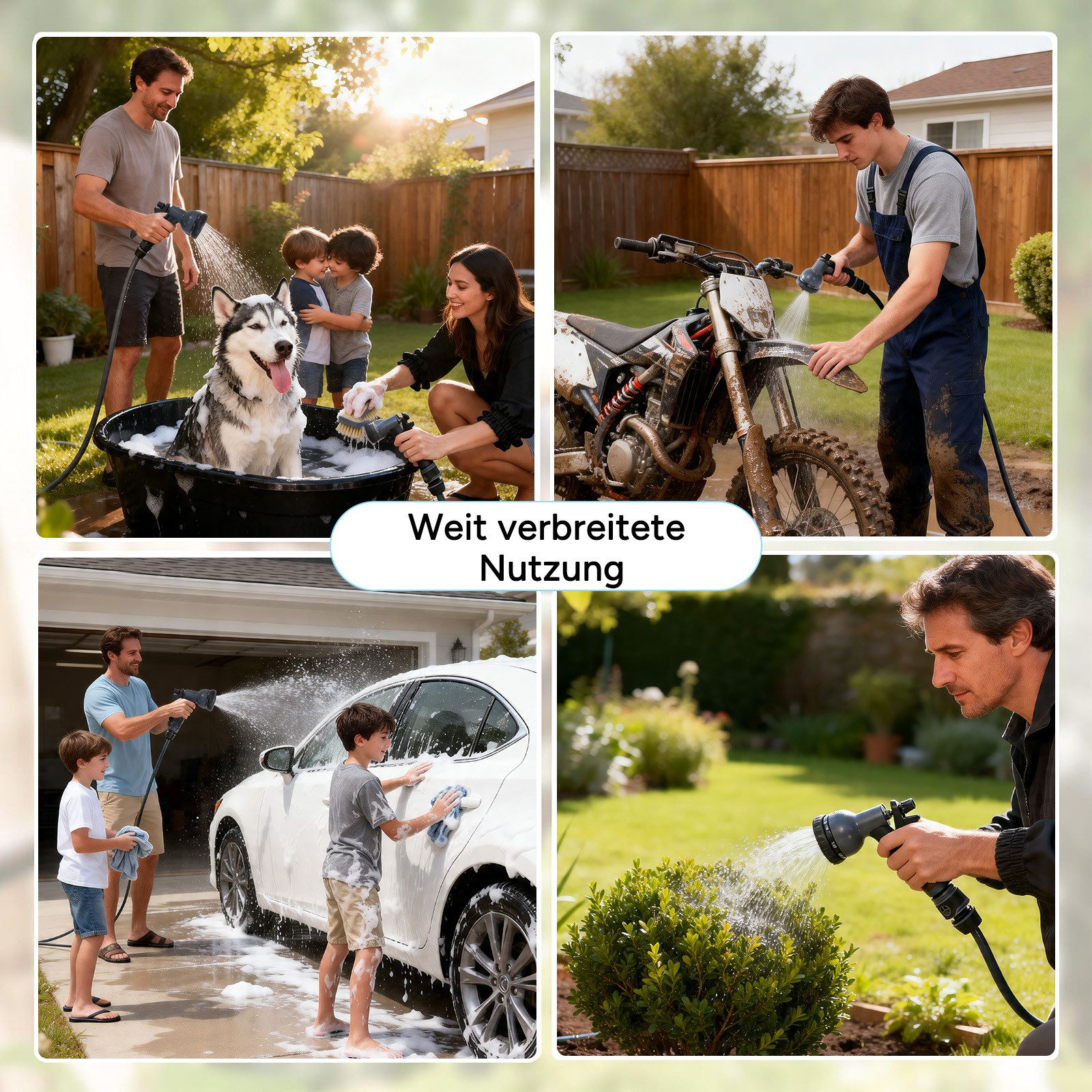 OUTIGO Schlauchtrommel Gartenschlauch tragbare Wasser Schlauchaufroller Schlauchbox, (25m/35m mit Multibrause, inkl. Wasserhahnanschluss), automatisch einziehba – Bild 4 von 5