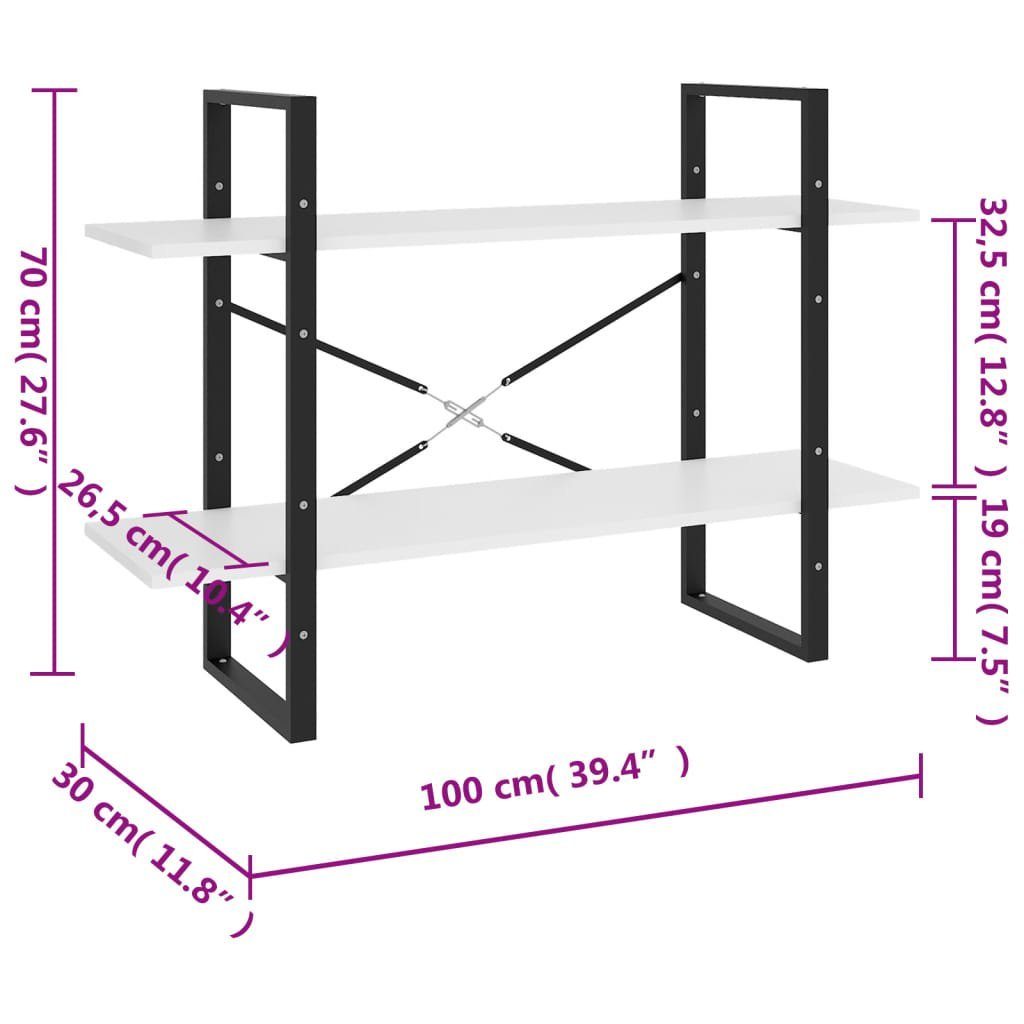 Schwarz furnicato cm Massivholz 100x30x70 Fächer 2 Bücherregal Kiefer