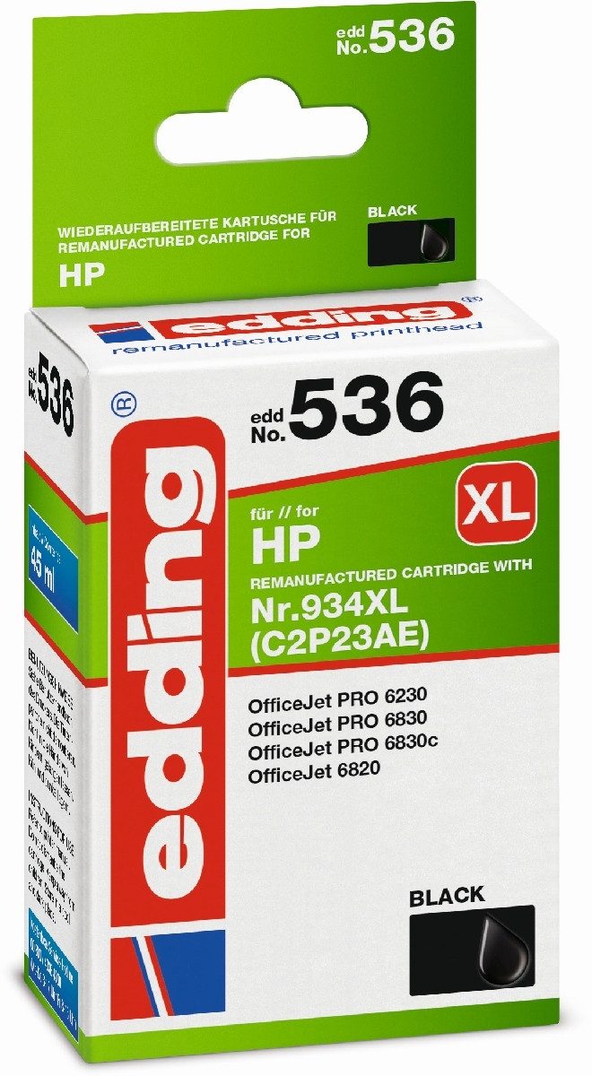 edding Druckerpatrone kompatibel mit HP No. 934XL (C2P23AE) black Nachfülltinte (x)