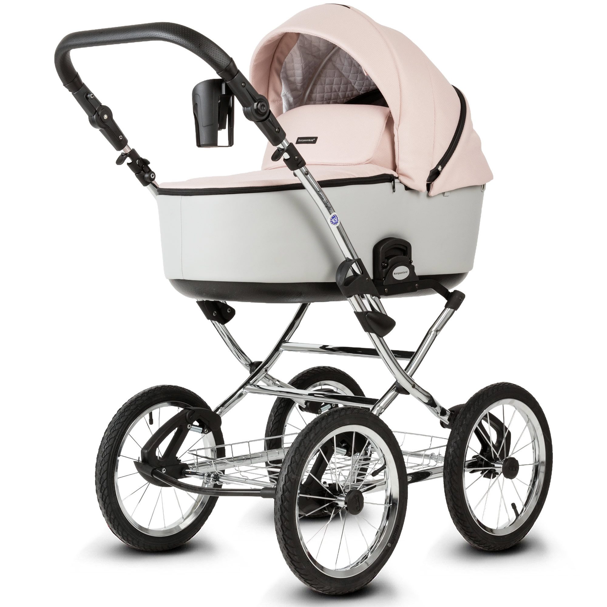 Knirpsenland Kombi-Kinderwagen Retro Style 2in1 inkl. Sportwagen, Wickeltasche & viel Zubehör, (Spar-Set), hohe Sicherheit durch One-Klick System der Kinderwagenaufsätze