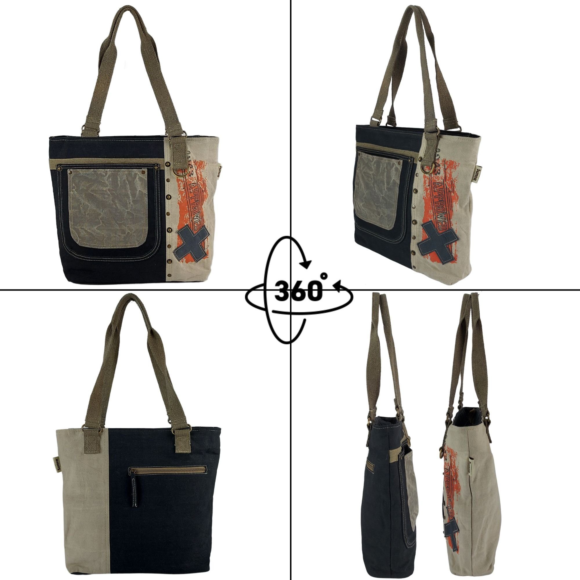 Sunsa Handtasche Shopper Canvas Damen Tasche in Vintage Stil, Vegane Schultertasche