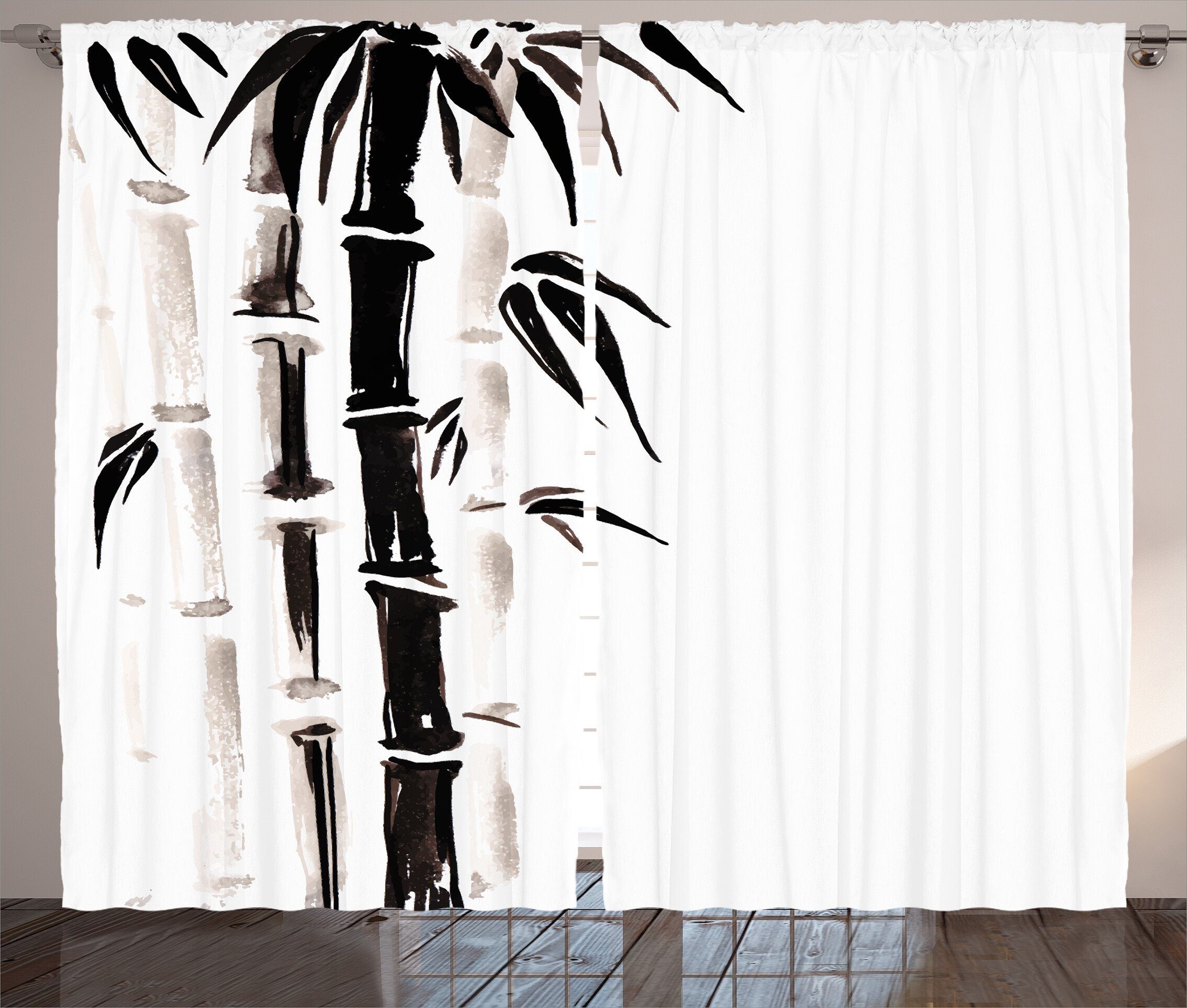 Gardine Abakuhaus, Schlaufen und Haken, Vorhang Schlafzimmer mit Chinesisch Kräuselband Bambus-Muster