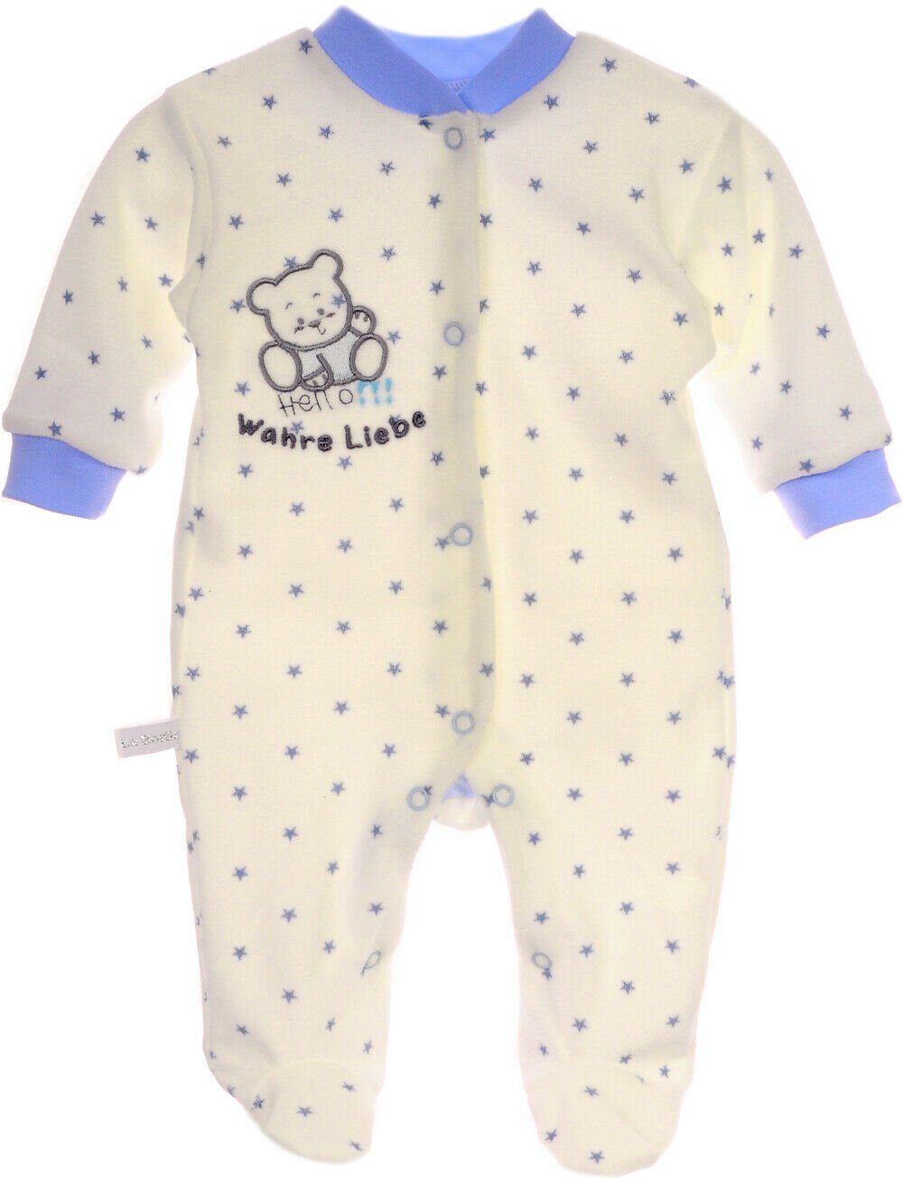 Strampler Babynachtwäsche Baby Overall aus Velours Schlafanzug in creme