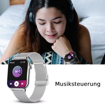 Deunis Smartwatch (1,9 Zoll, Android iOS), Fitnessuhr mit Telefonfunktion Schlafmonitor Fitnessuhr Sportuhr