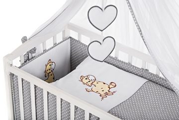 hopsibaby Beistellbett Baby 3in1 Babybett 90 × 40 cm Design Giraffe grau komplett Set, Made in EU