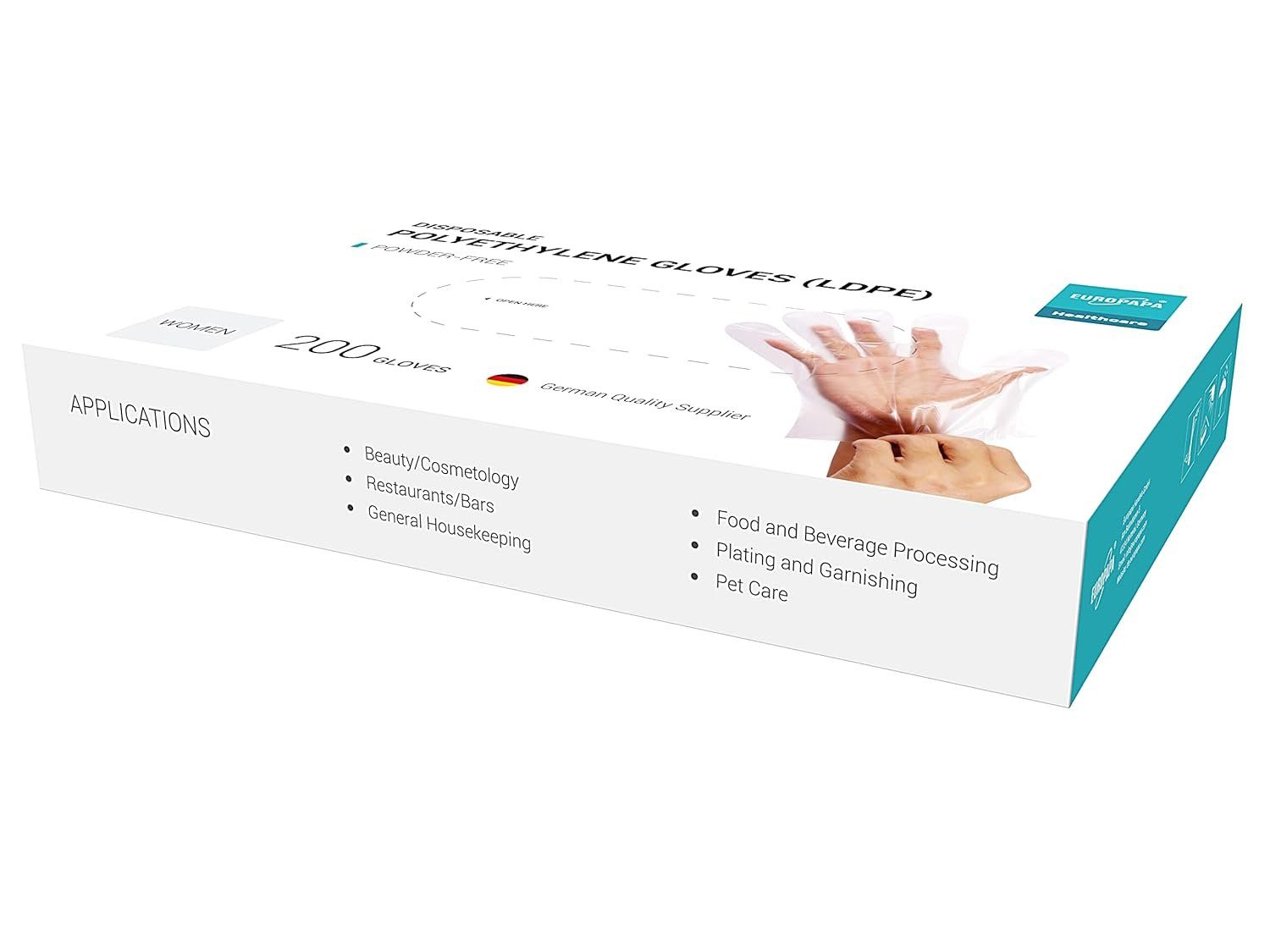 EUROPAPA Einweghandschuhe Vorteilspack LDPE Einweghandschuhe in Box (200-St., Einmalhandschuhe) latexfrei puderfrei Handschuhe in Damen Größe Herren Größe