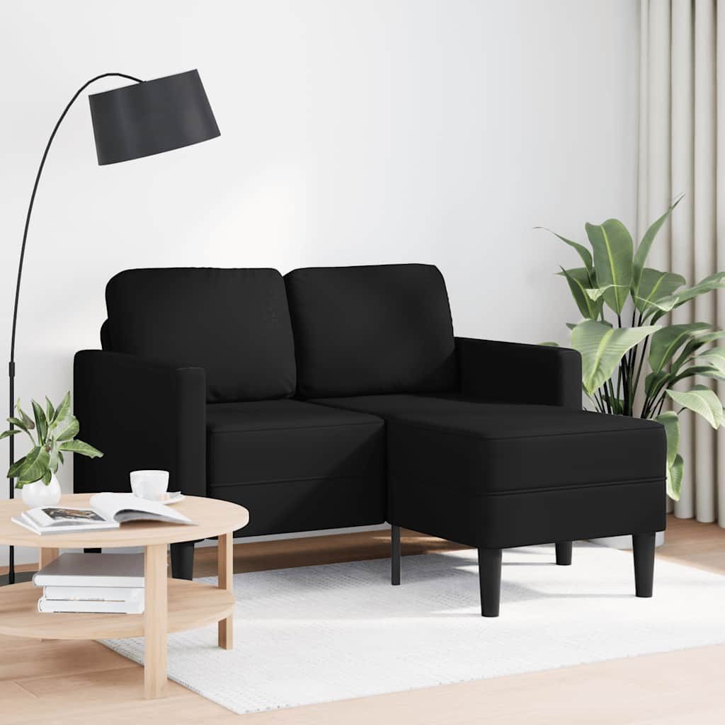 vidaXL Sofa 2-Sitzer-Sofa mit Chaiselongue L-förmig Schwarz 125 cm Kunstleder, 1 Teile – Bild 2 von 5