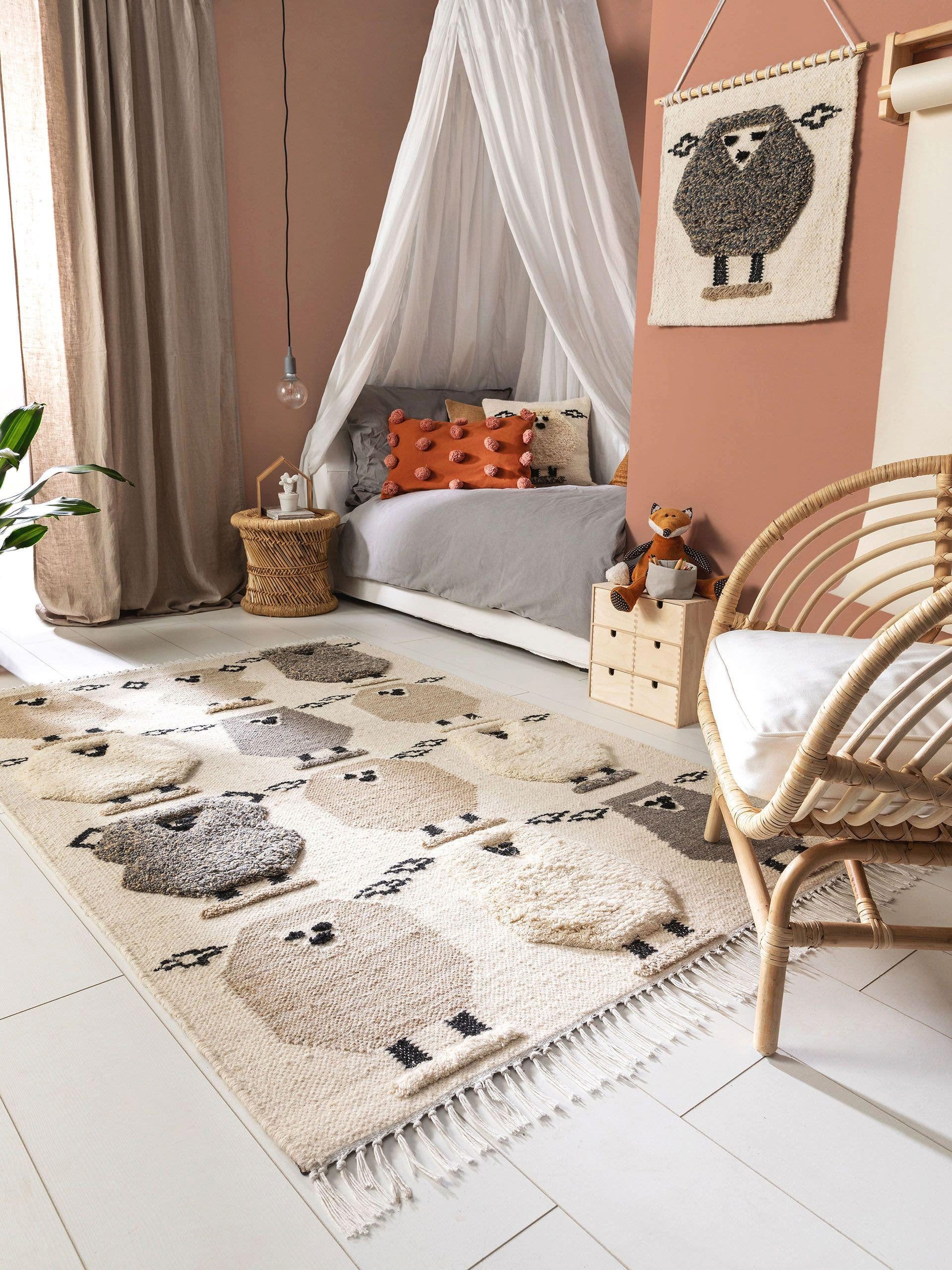 benuta Kinderteppich Shawn, rechteckig, Höhe: 6 mm, Kunstfaser, Berber, Ethno-Style, Wohnzimmer