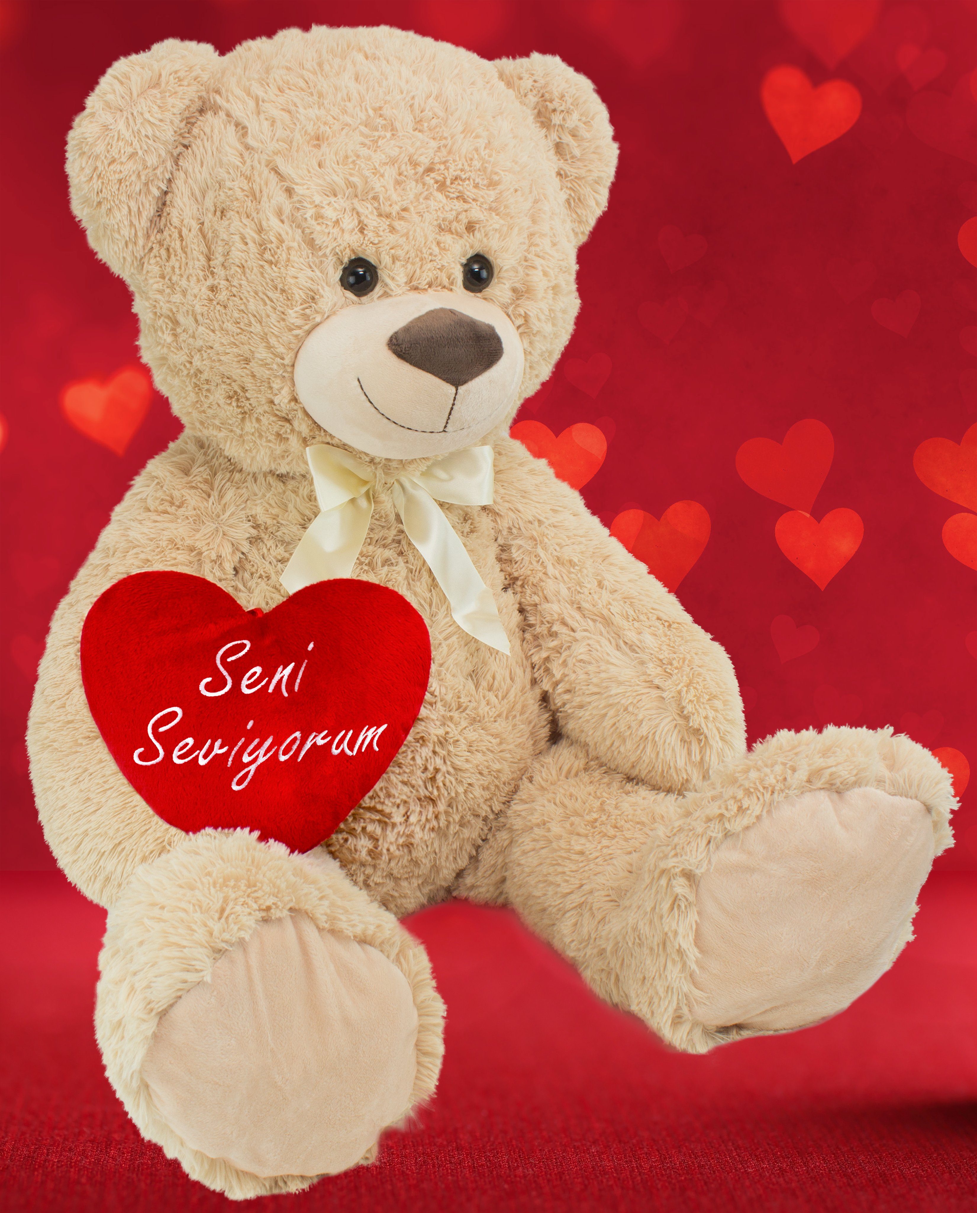 BRUBAKER Kuscheltier XXL Teddybär 100 cm mit Seni Seviyorum Herz (1-St), gr günstig online kaufen