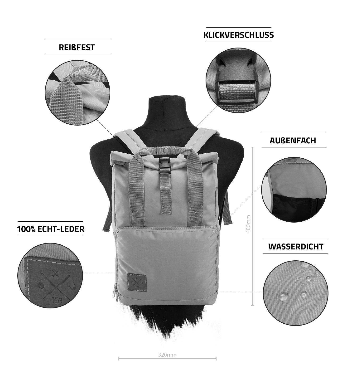 Manufaktur13 Tagesrucksack Roll-Top Daypack - Rucksack, mit Rollverschluss