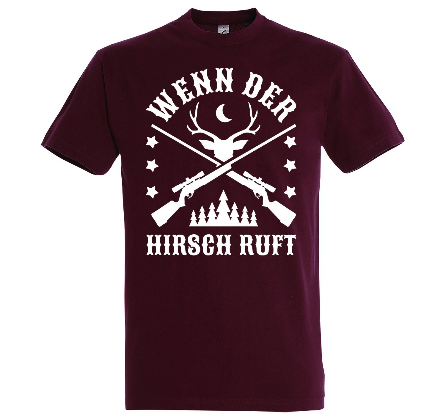 Youth Designz T-Shirt "Wenn Frontprint Shirt Burgund Herren mit Der trendigem Hirsch Ruft"