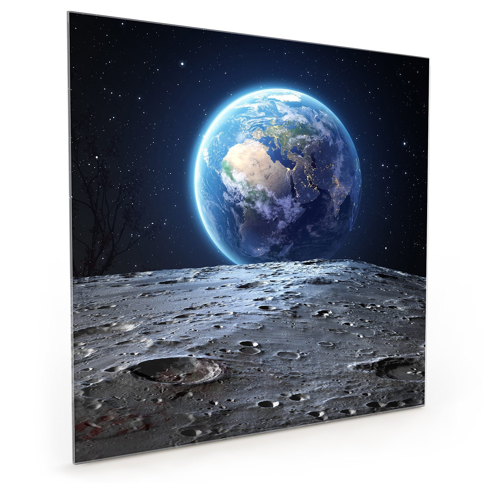 Primedeco Küchenrückwand Spritzschutz Mond aus Glas vom Erde