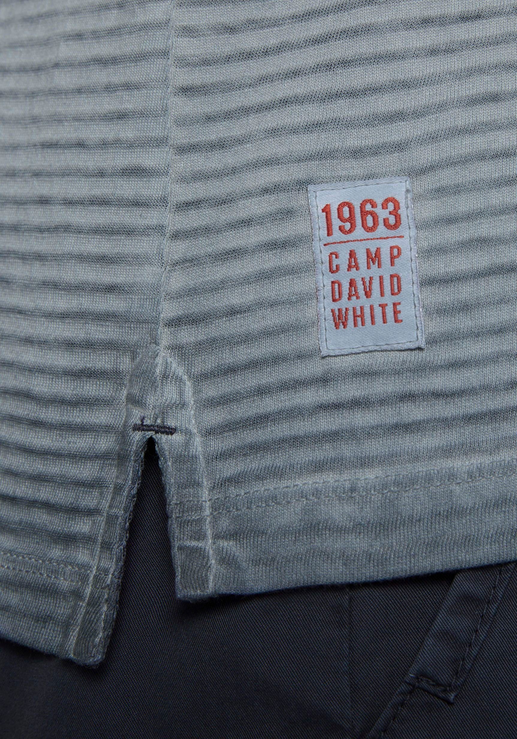 Stickerei grey Poloshirt CAMP mit DAVID concrete