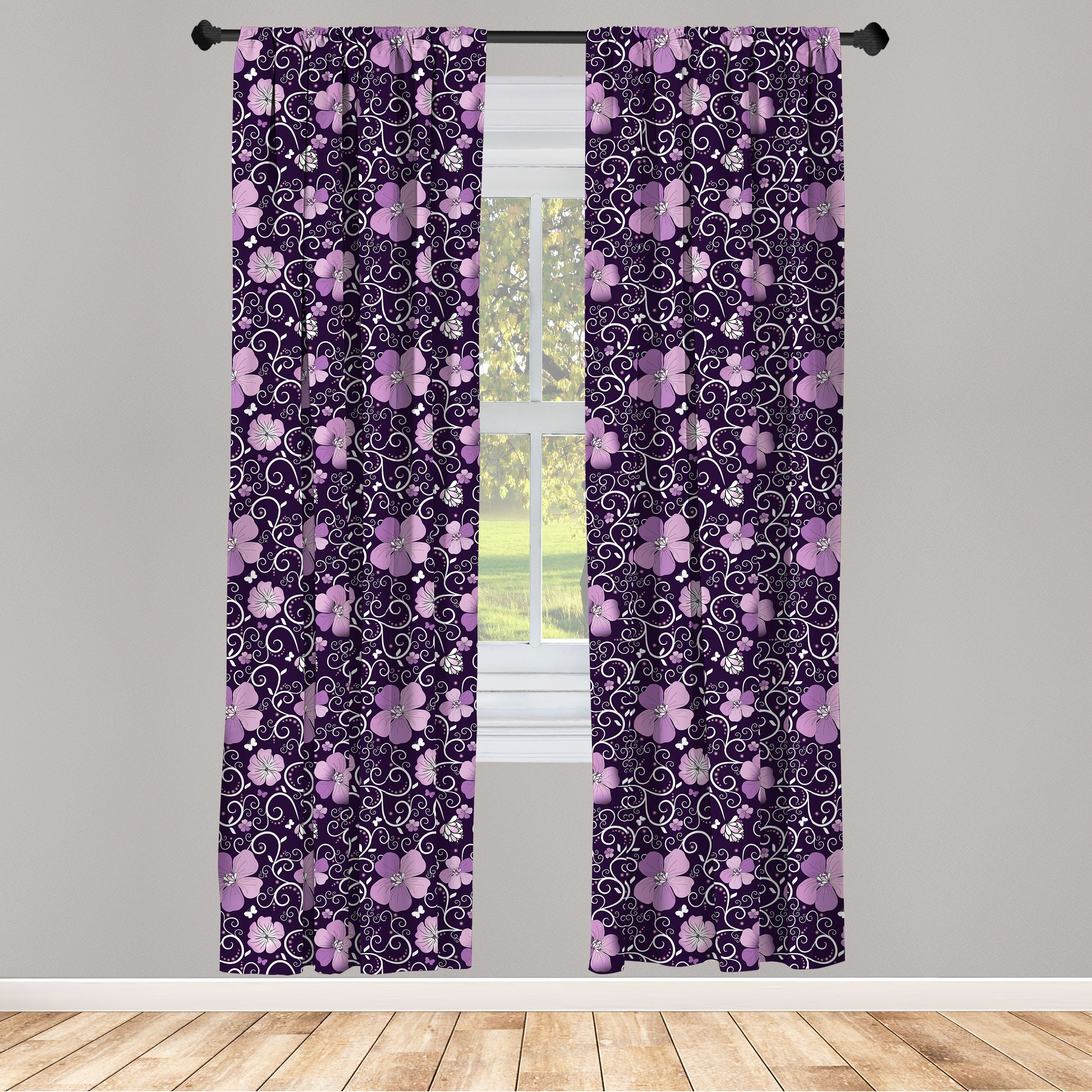 Gardine Vorhang für Wohnzimmer Schlafzimmer Dekor, Abakuhaus, Microfaser, Blumen Blumen-Patterned Entwurf