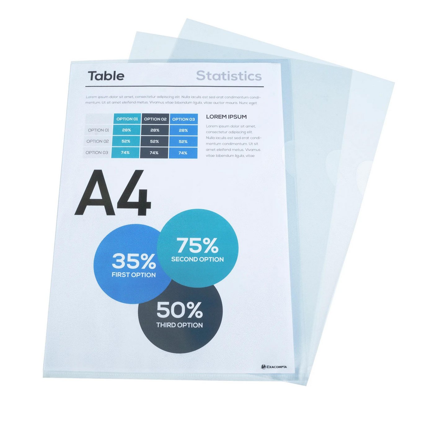 Thumbnail - EXACOMPTA Prospekthülle 10x Pack 100 Aktenhüllen PP genarbt 1,2mm - A4 - Kristall - 58500E, Aktensichthüllen