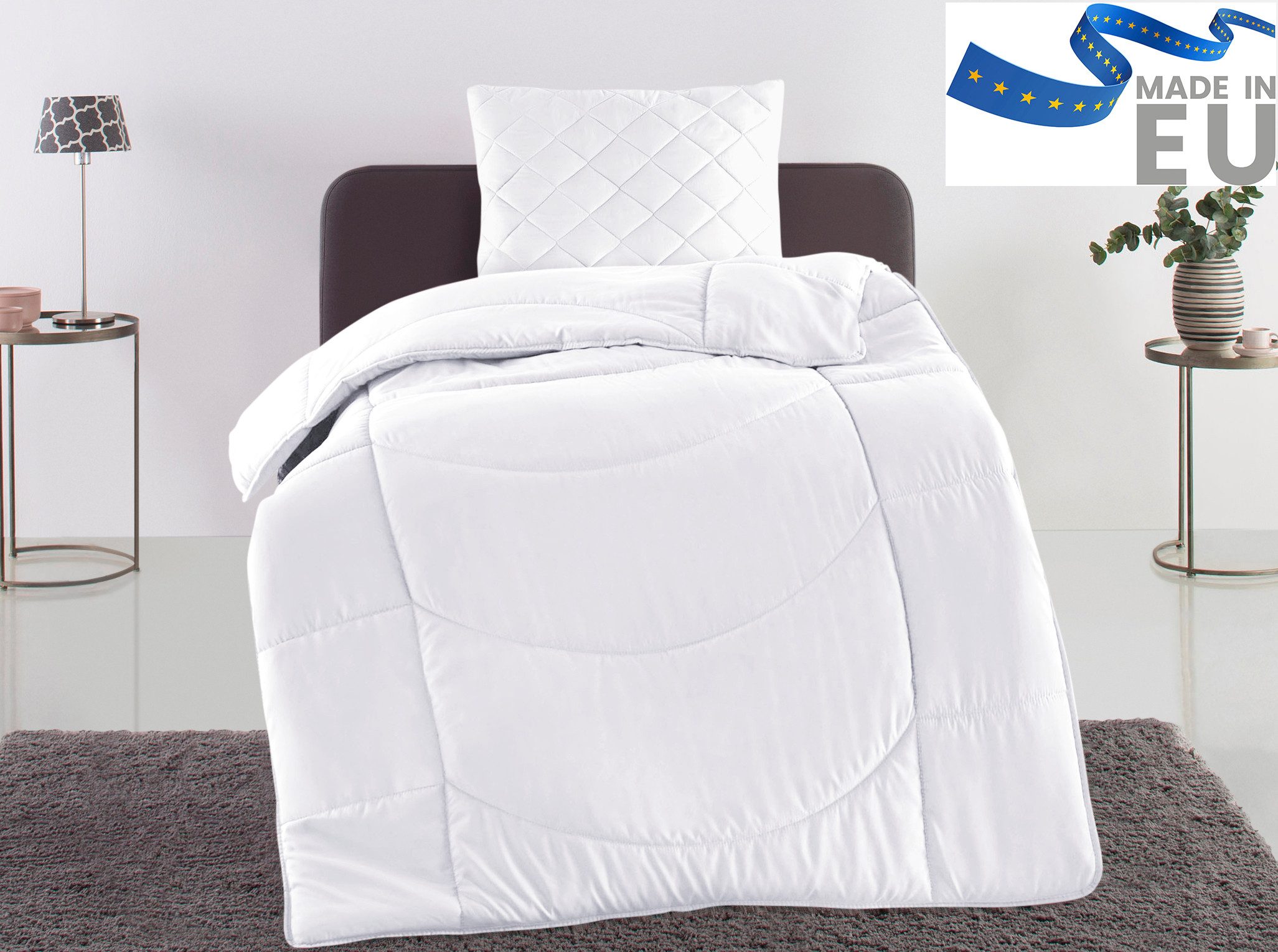 OTTO home Steppbett + Kopfkissen Microlux, Bettdecke 135x200 cm, 155x220 cm, Füllung: Polyester, Bezug: Polyester, Set mit Kissen 40x80 cm, 80x80 cm, Sommer, Herbst, Winter in 4 Farben