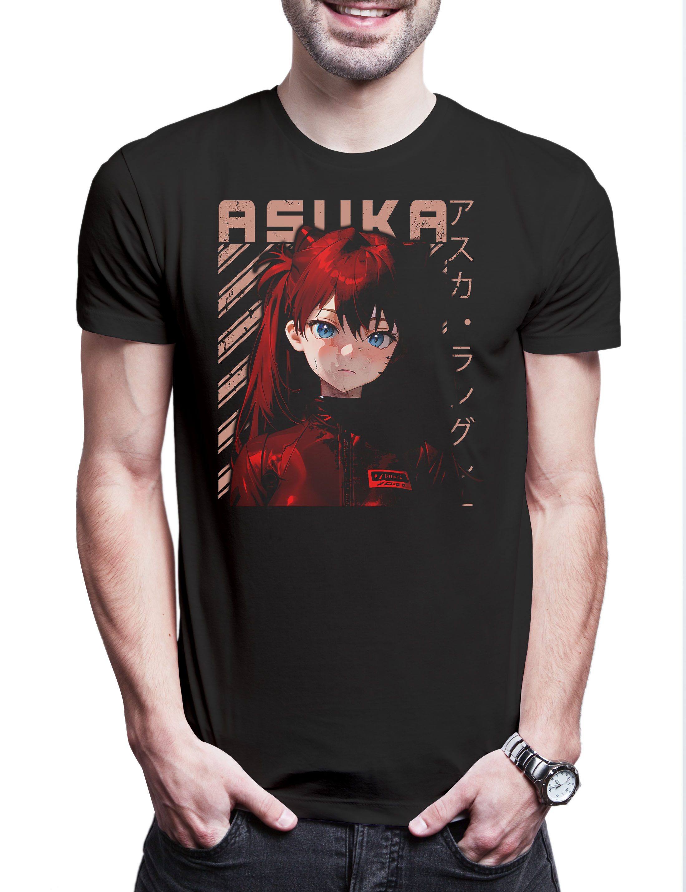 Print-Shirt A Anime Girl Herren T-Shirt Genesis Nerv Neon Gendo Evangelion Asuka