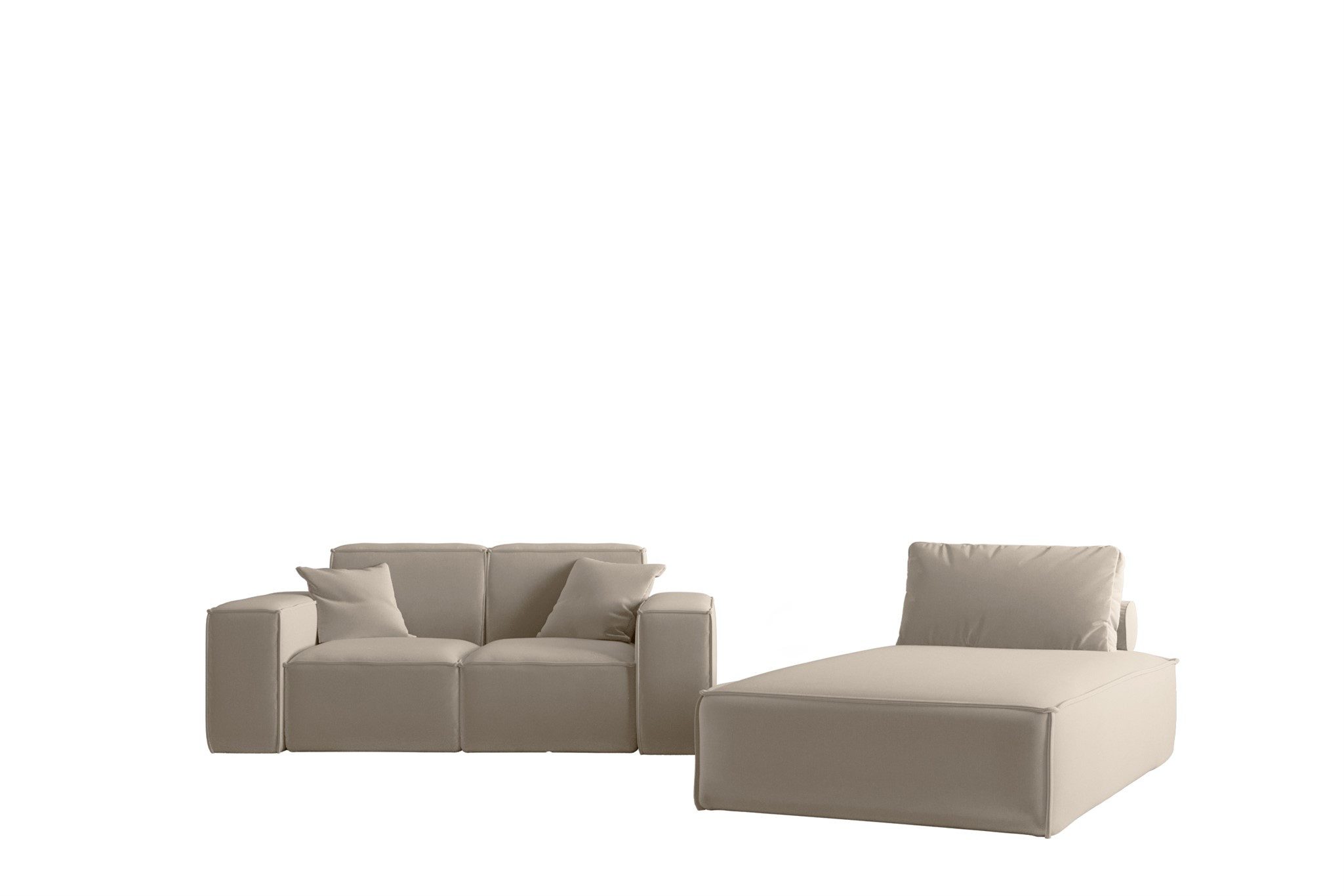 Fun Möbel Polstergarnitur Sofa-Set 2-teilig Chaiselongue und Sofa 2-Sitzer CELES PREMIUM, (Inkl. 1 Rückenkissen, Inkl. 2 Zierkissen)