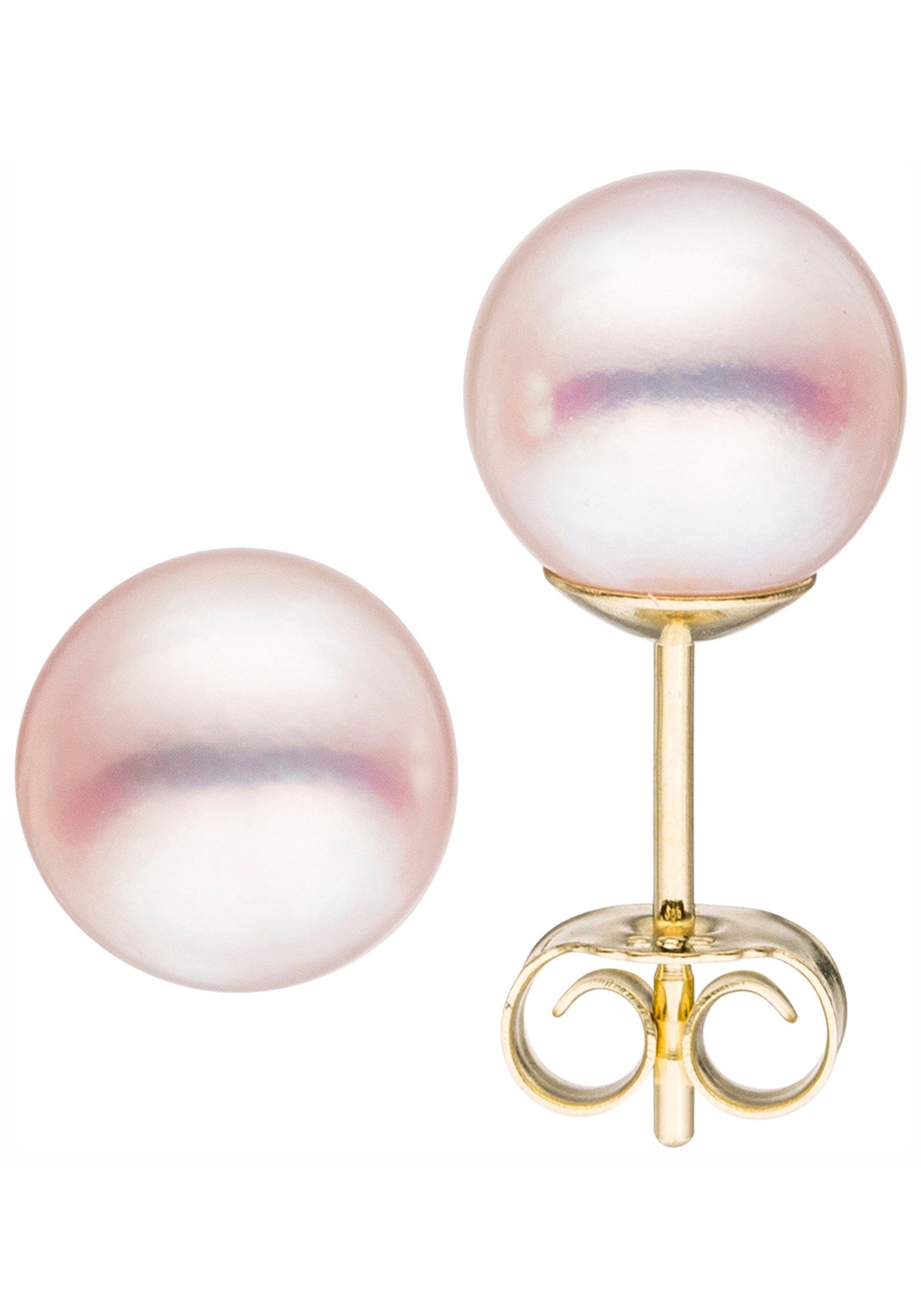 JOBO Paar Сережки-гвоздики, 585 Gold mit Akoya-Zuchtperlen 8 mm