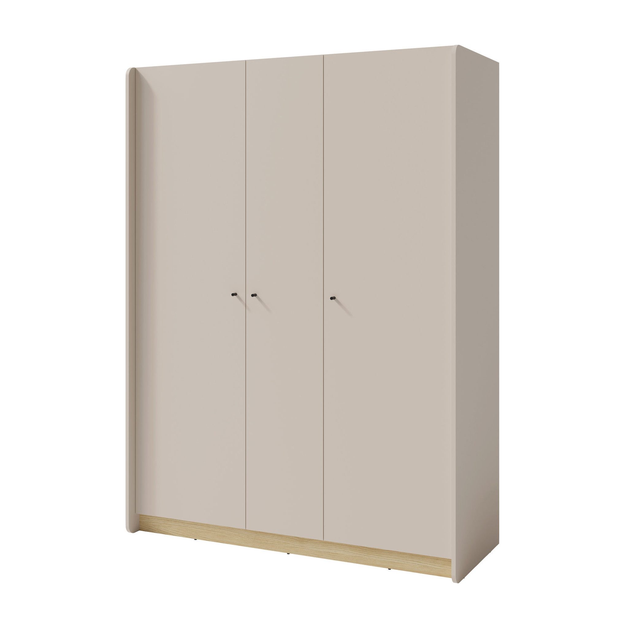 Beautysofa Kinderkleiderschrank ALEX mit 3 Türen (10 Ablagen und Kleiderstange, erhältlich in zwei trendigen Farben- Eukalyptus oder Sandbeige) Breite: 145 cm