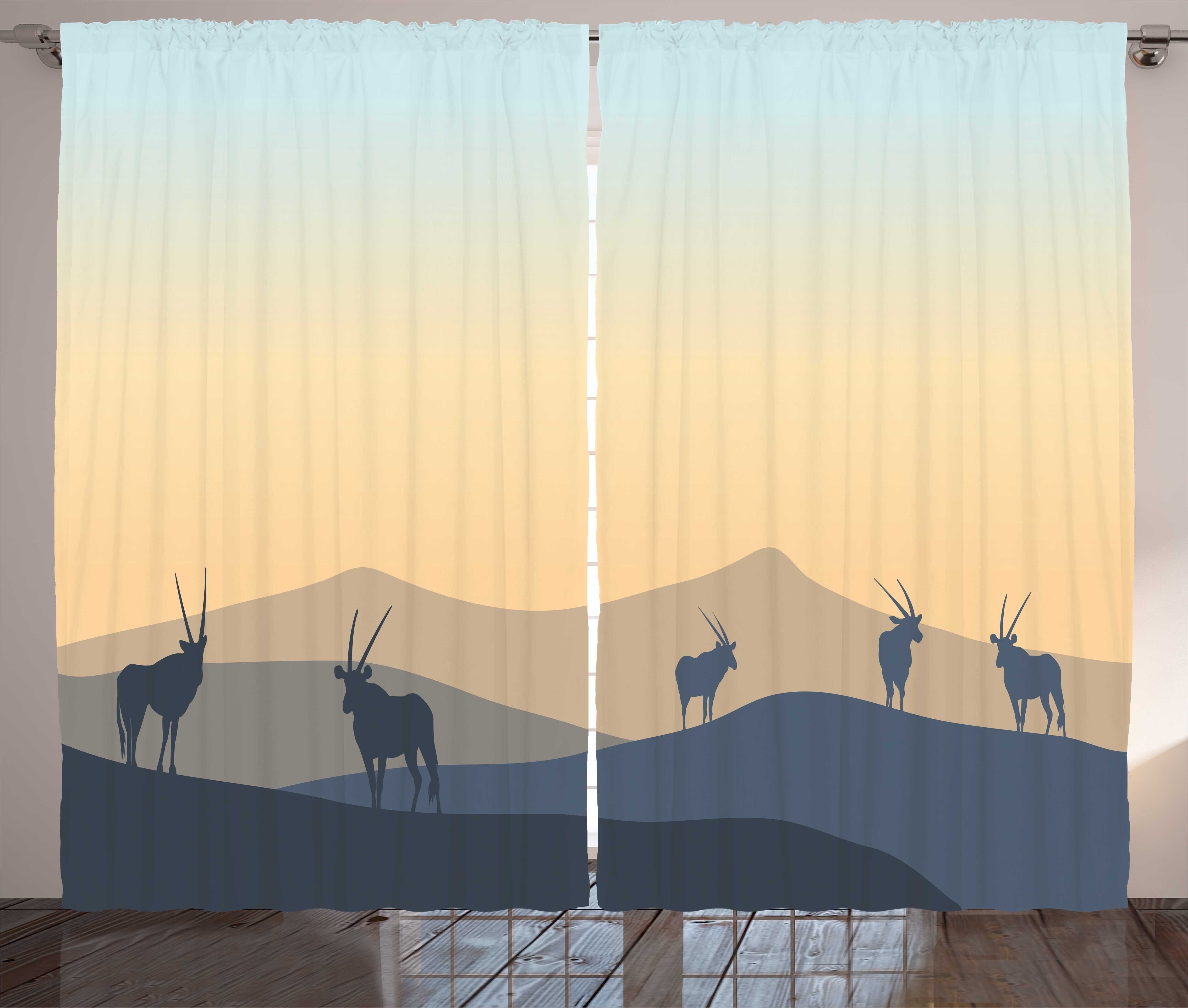 und Vorhang Abakuhaus, Gardine Tier Antlers Schlaufen Antilope mit Sky Pastel Haken, Kräuselband Schlafzimmer