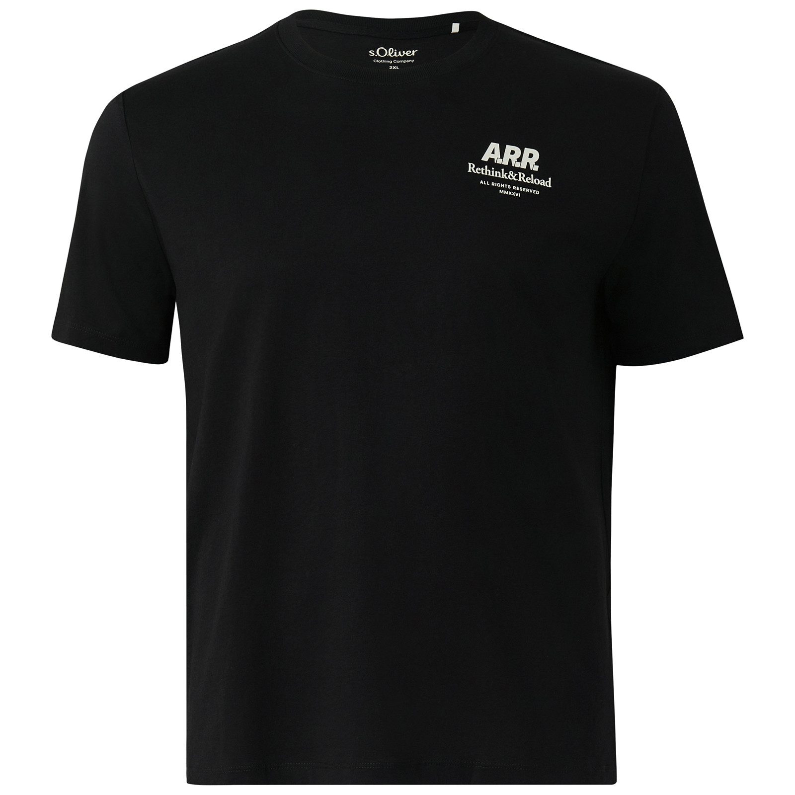 s.Oliver Rundhalsshirt s.Oliver Übergrößen schwarz Brustprint T-Shirt
