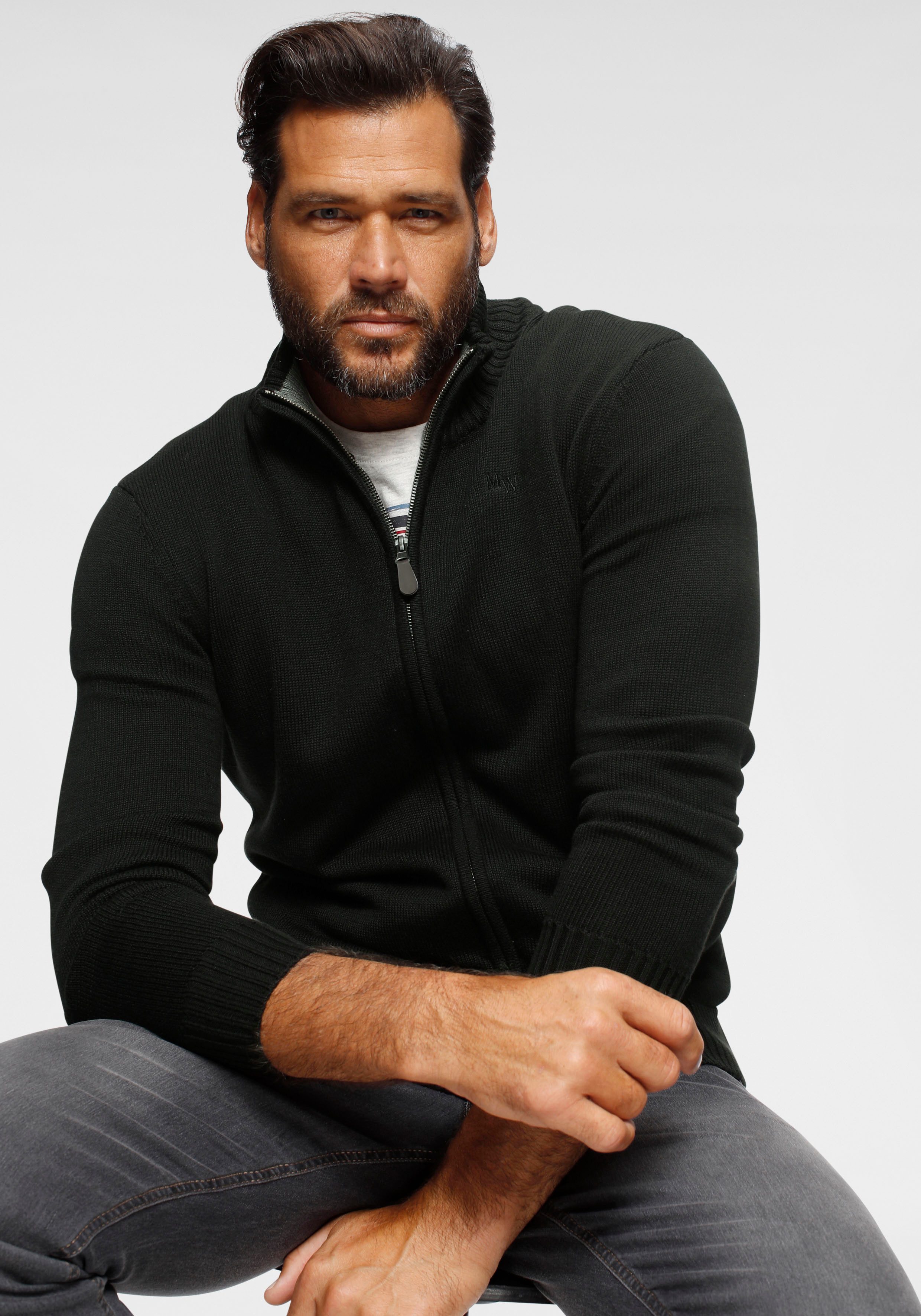 Man's World Strickjacke neue Farben! aus Baumwollmischung günstig online kaufen