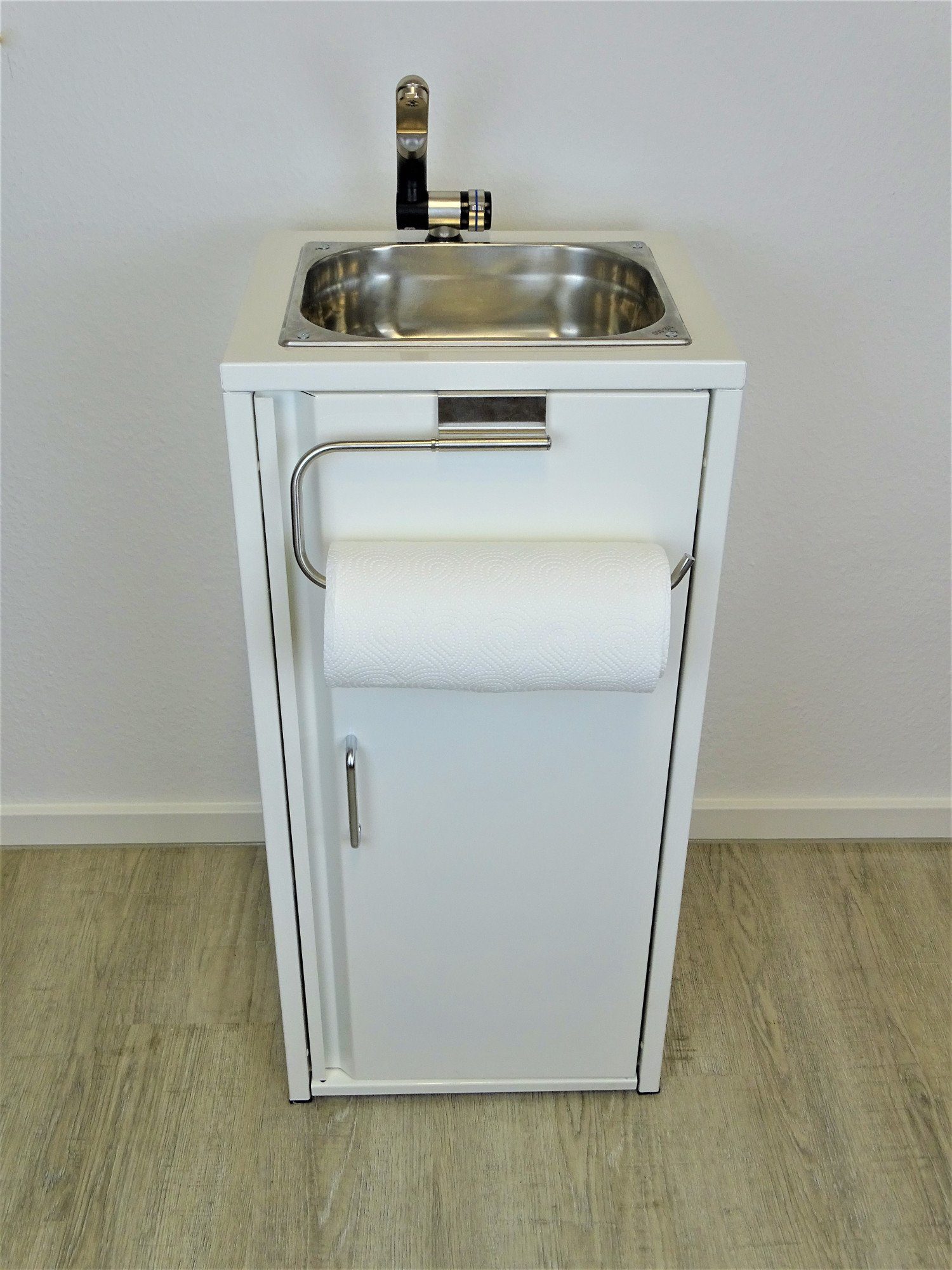 SRM Design Waschbecken Mobiles Waschbecken Spülbecken Weiß mit Küchenrollenhalter
